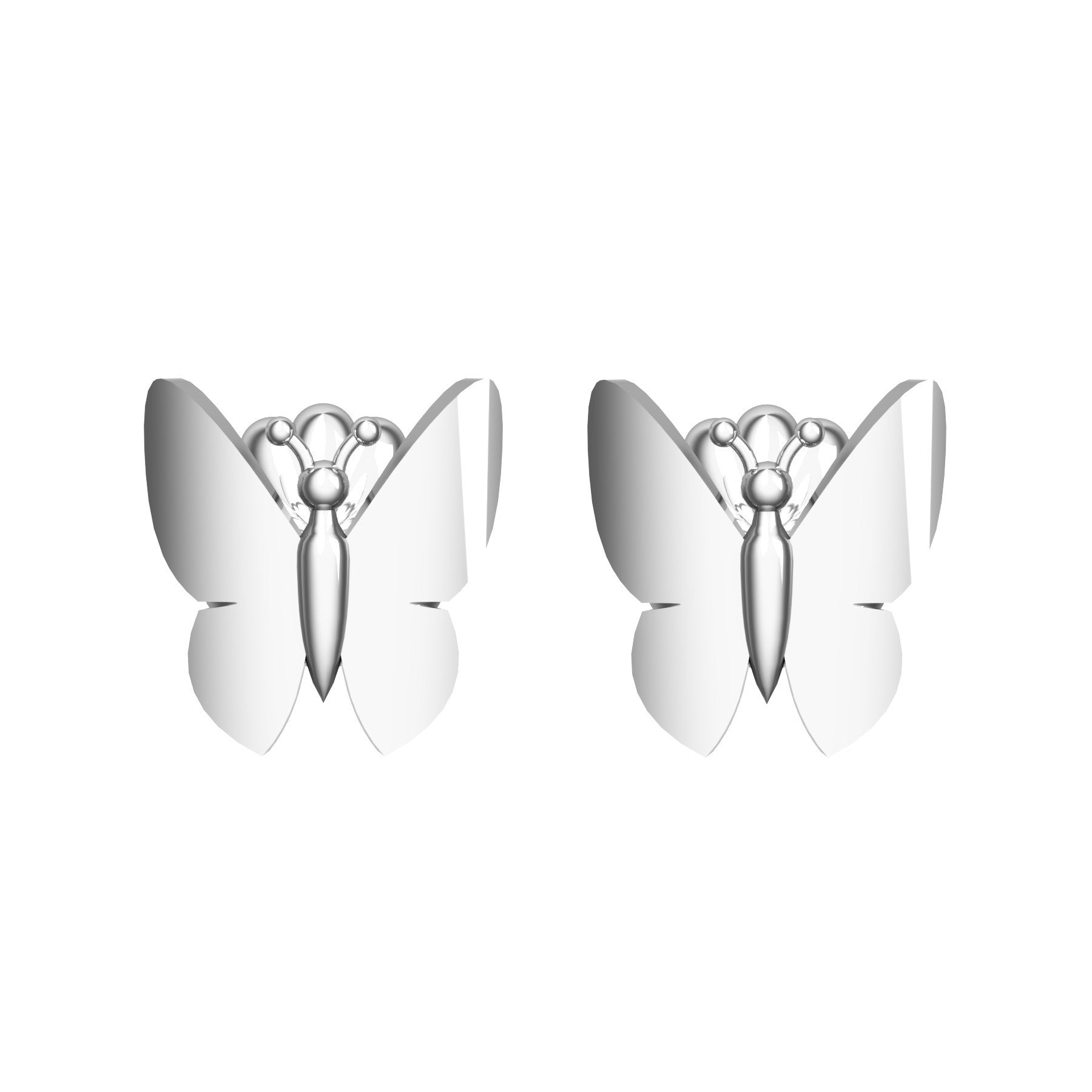 butterfly earrings, sterling silver, weight about 1,5 g (0.05 oz), size 10x9 mm 