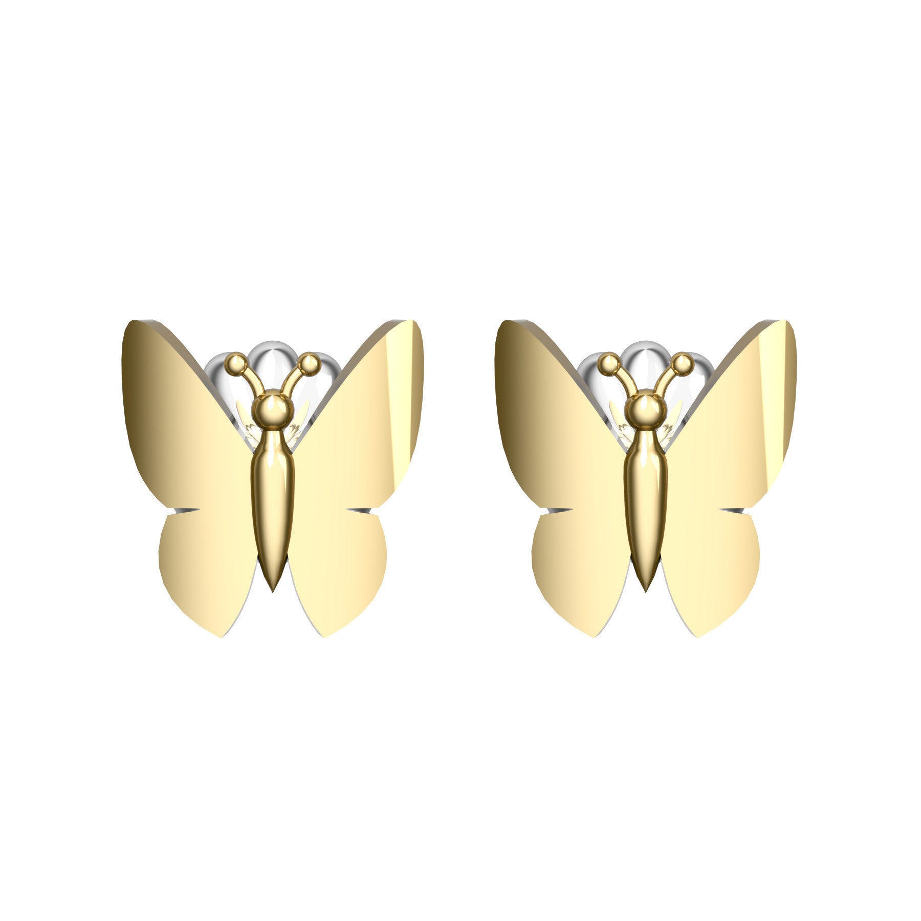 butterfly earrings, 18 K yellow gold, weight about 2,4 g (0.08 oz), size 10x9 mm 