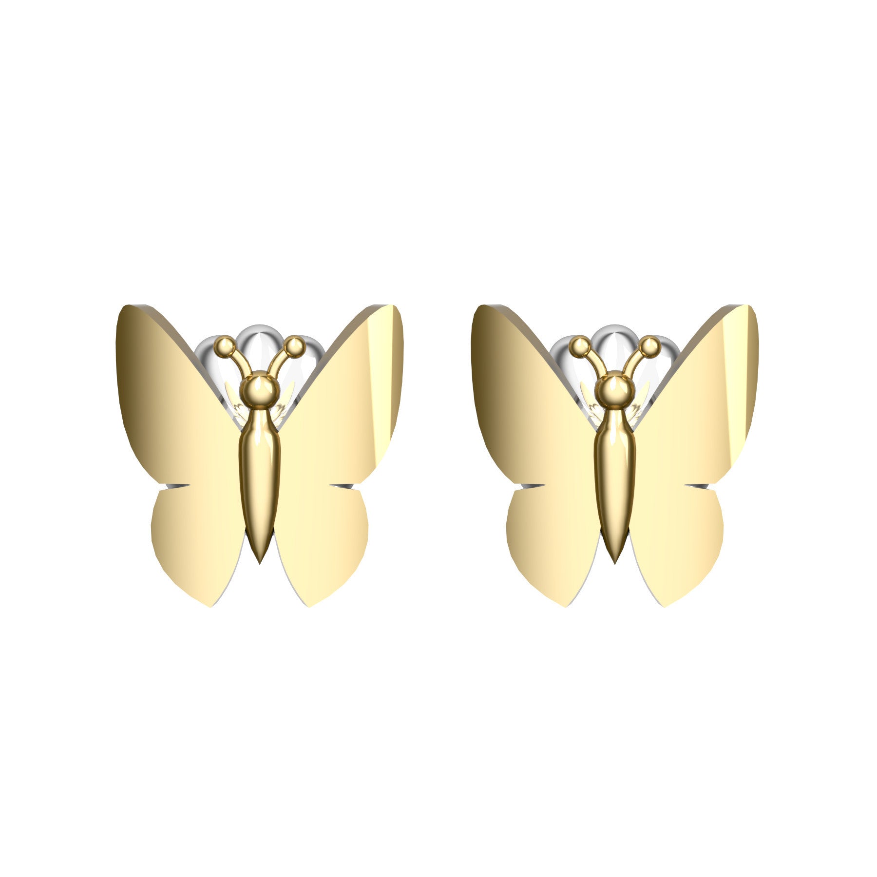 butterfly earrings, 18 K yellow gold, weight about 2,4 g (0.08 oz), size 10x9 mm