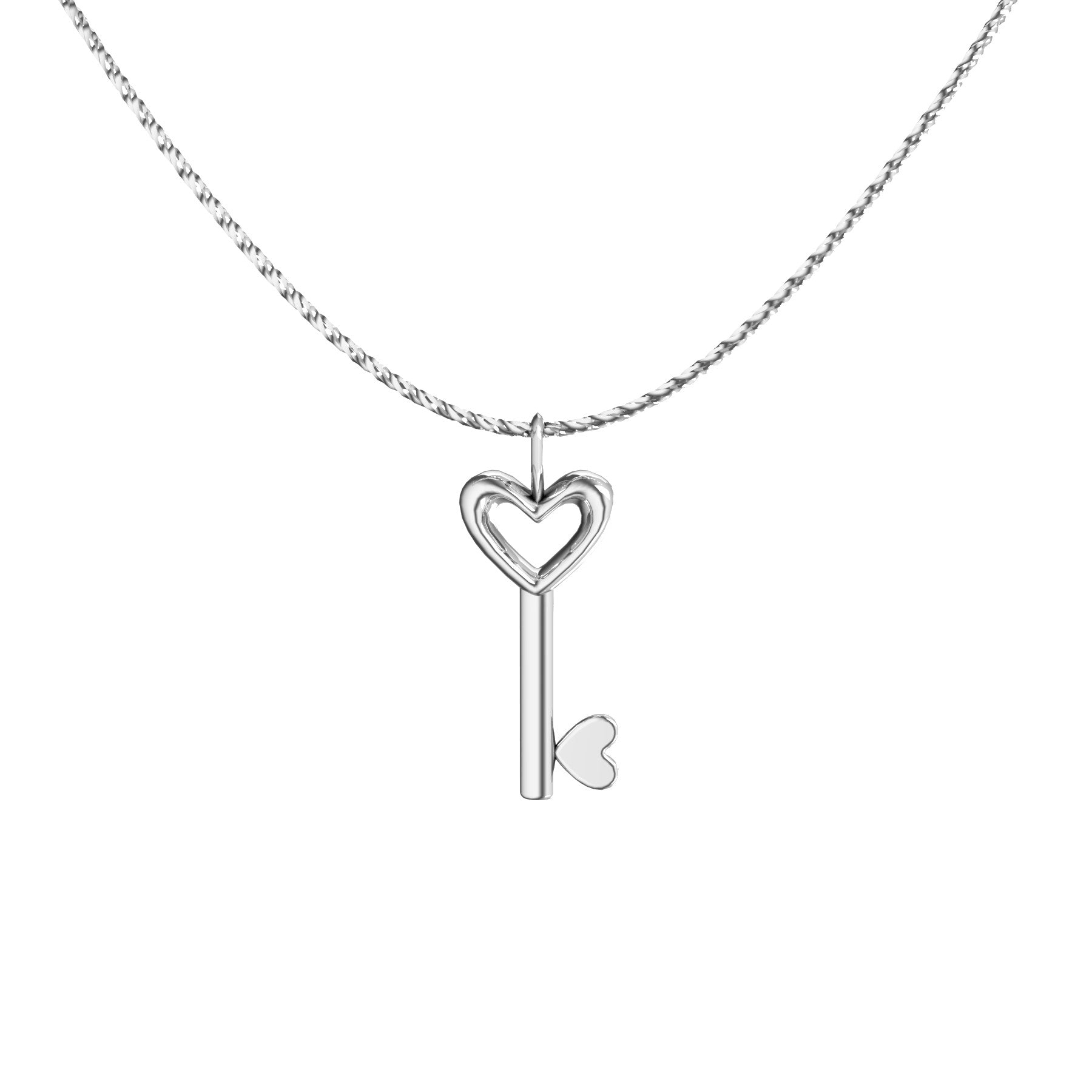 key pendant, 18 k white gold, weight about 4,3 g (0.15 oz), size 31,9x13,1x4,8 mm
