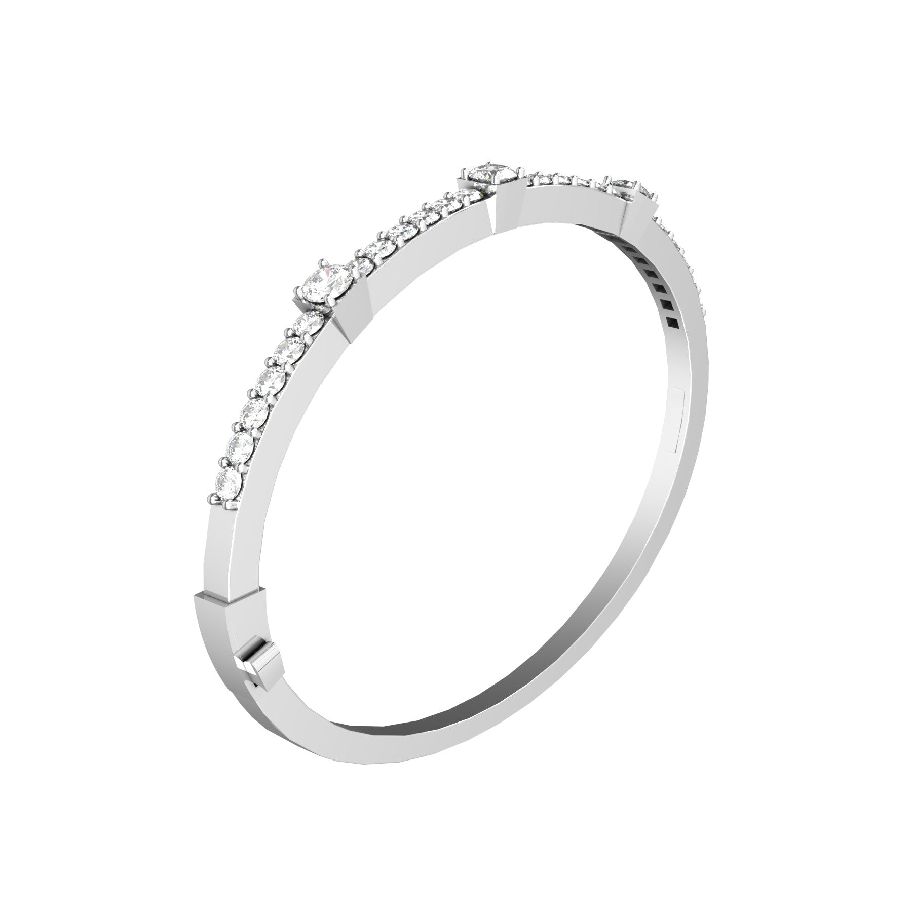 vesper rigid bracelet, natural round diamonds, 18 K white gold, weight  about 16,0 to 34,1 g (0.56 to 1.20 oz); width 4,0 mm max