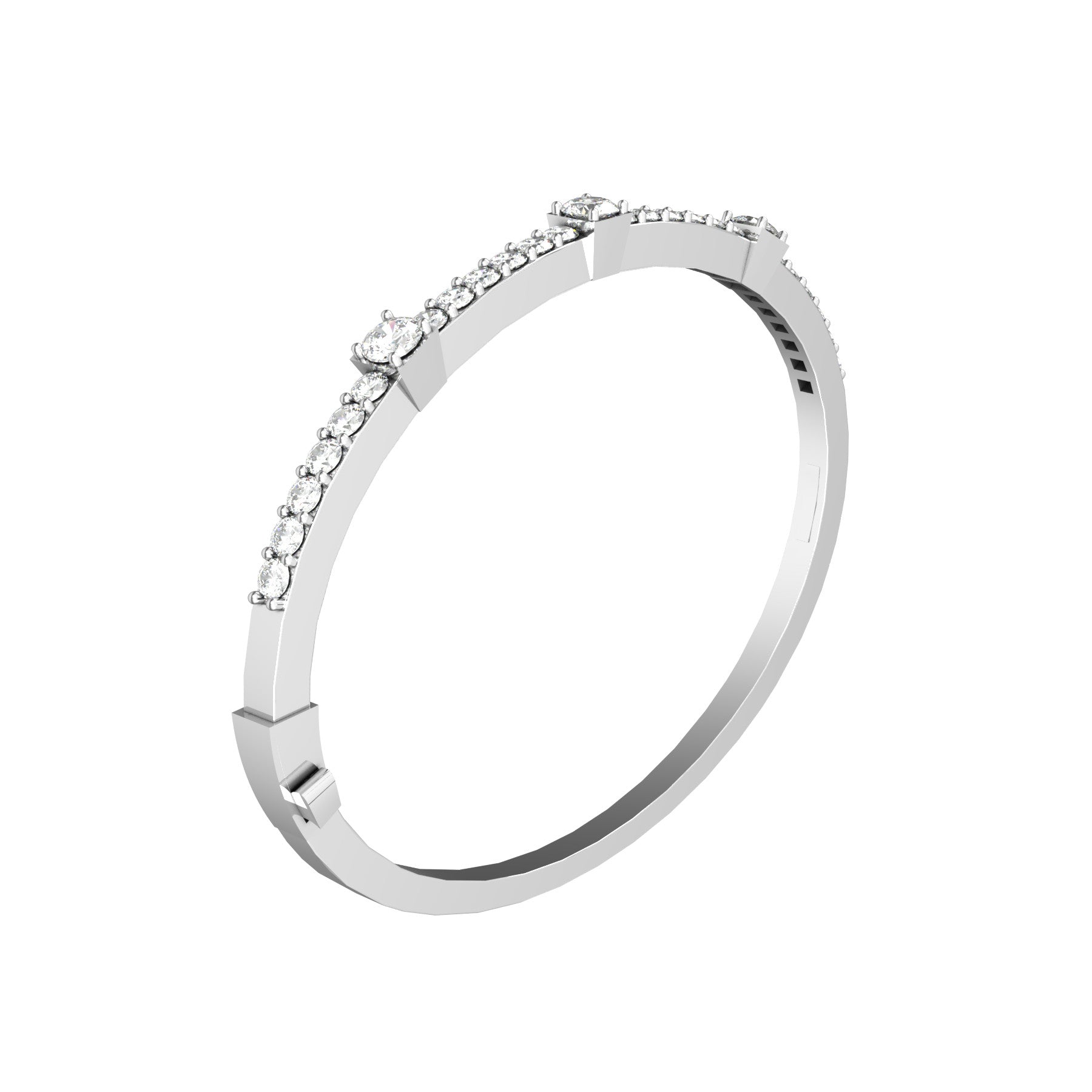 vesper rigid bracelet, natural round diamonds, 18 K white gold, weight about 16,0 to 34,1 g (0.56 to 1.20 oz); width 4,0 mm max