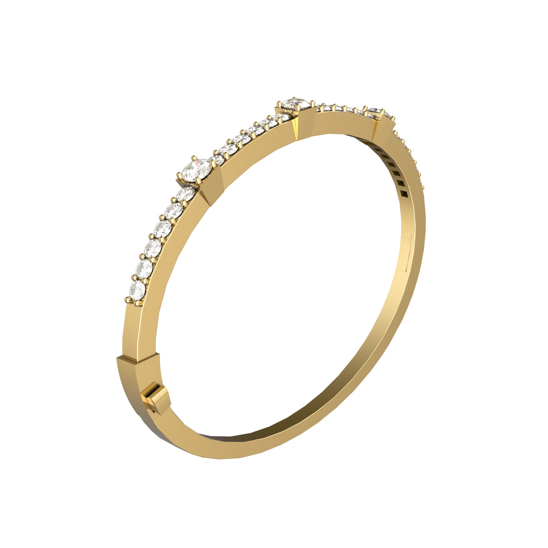vesper rigid bracelet, natural round diamonds, 18 K yellow gold, weight  about 15,0 to 32,4 g (0.53 to 1.14 oz); width 4,0 mm max