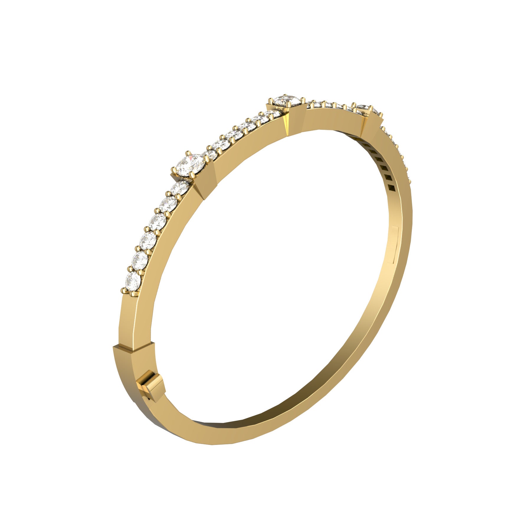 vesper rigid bracelet, natural round diamonds, 18 K yellow gold, weight about 15,0 to 32,4 g (0.53 to 1.14 oz); width 4,0 mm max