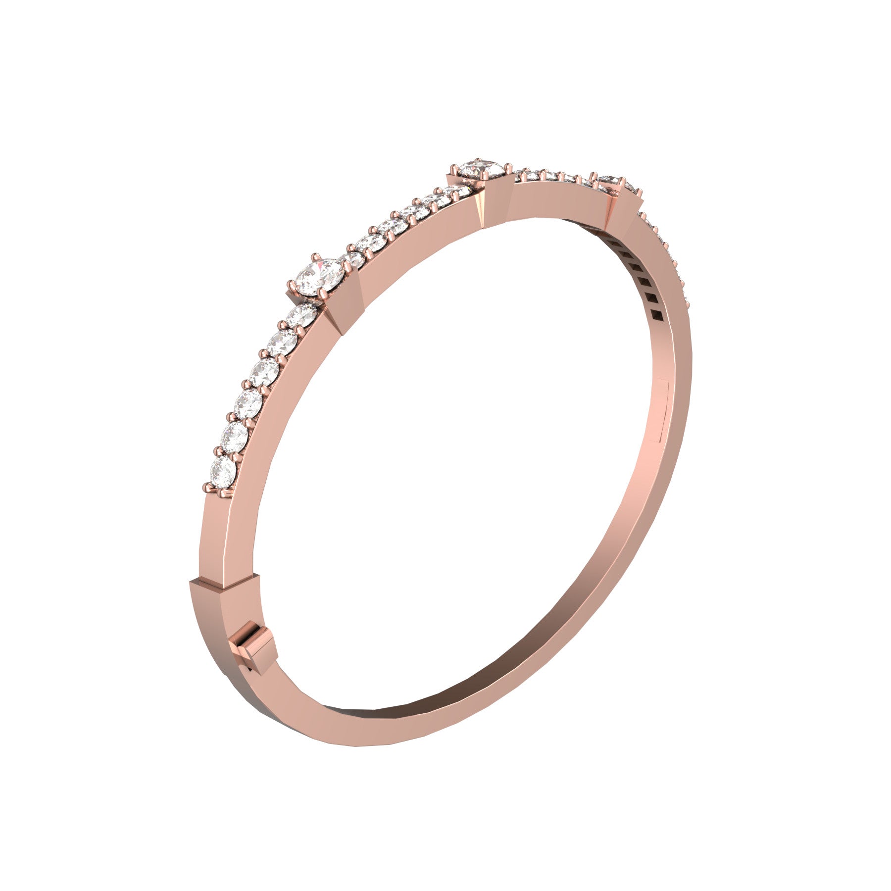 vesper rigid bracelet, natural round diamonds, 18 K pink gold, weight about 15,0 to 32,4 g (0.53 to 1.14 oz); width 4,0 mm max