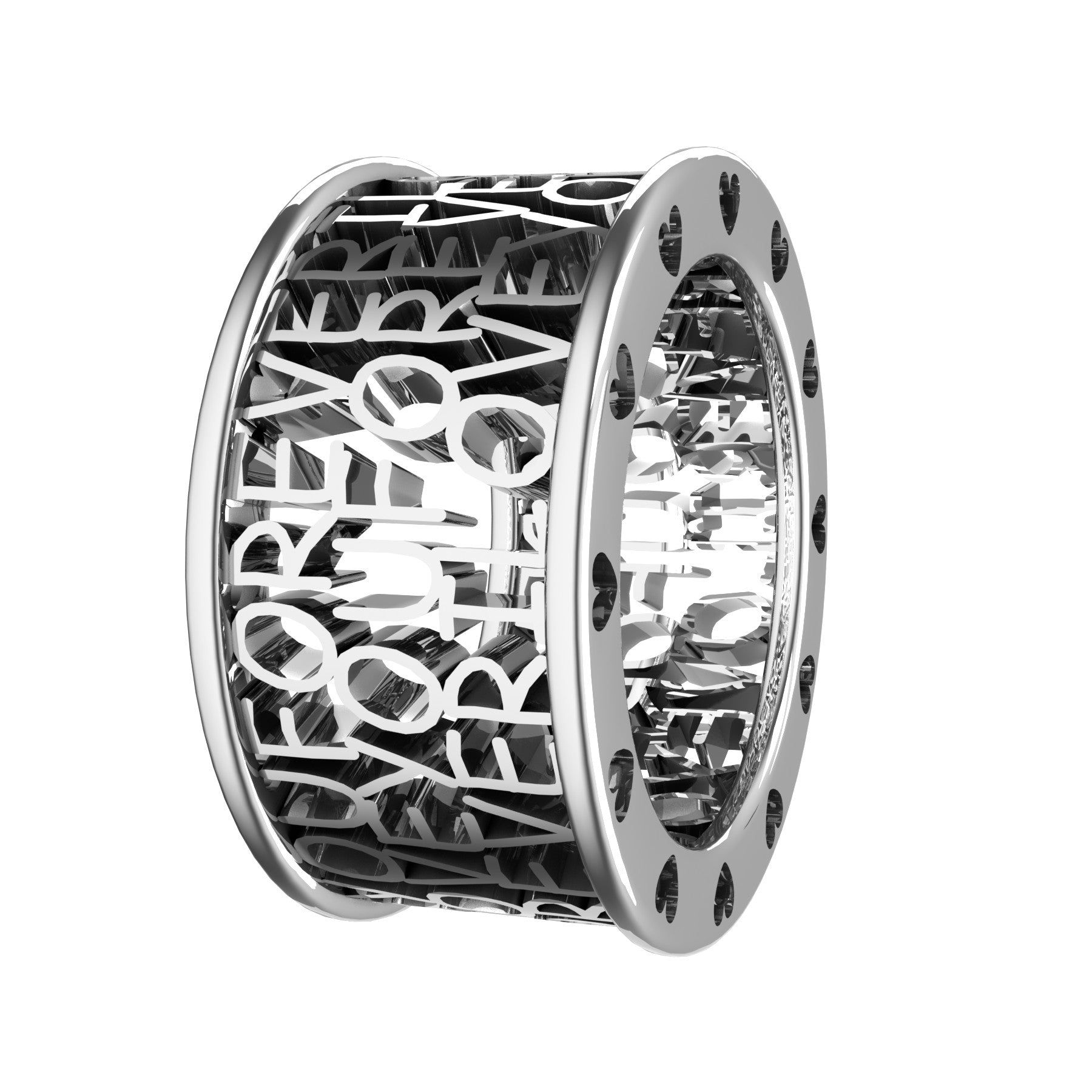  I love you forever ring, 18 k white gold, weight about 11,00 g. (0,39 oz), width 11,5 mm