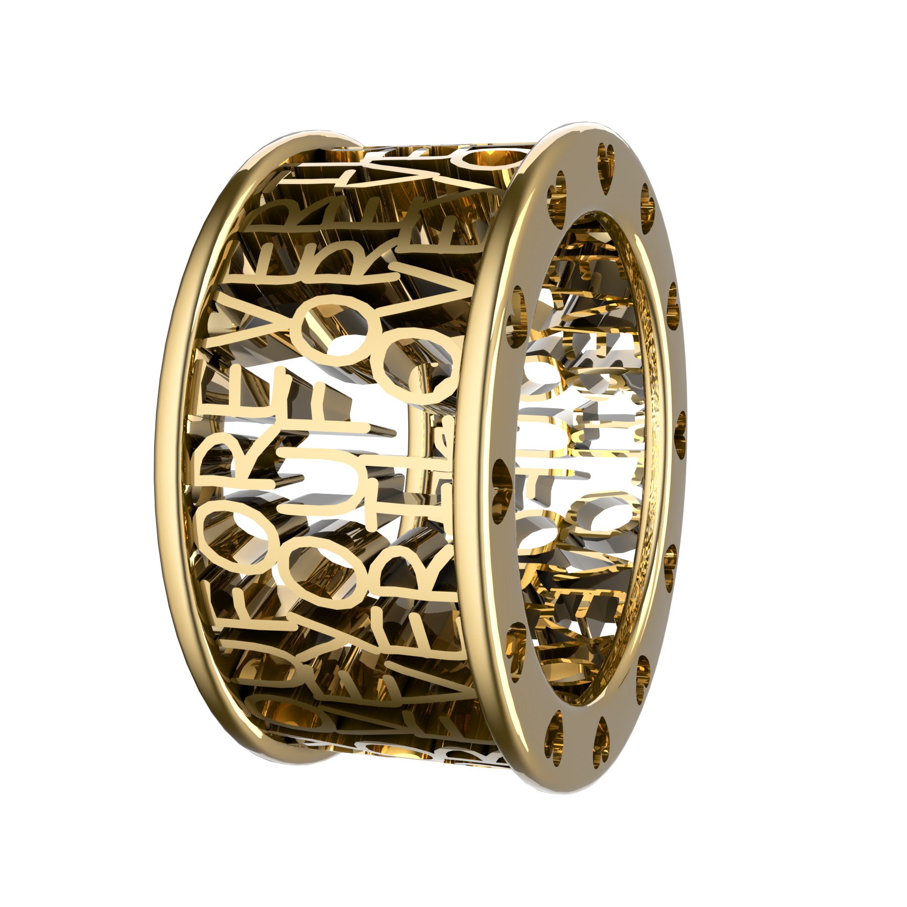 I love you forever ring, 18 k yellow gold, weight about 10,00 g. (0,35 oz), width 11,5 mm