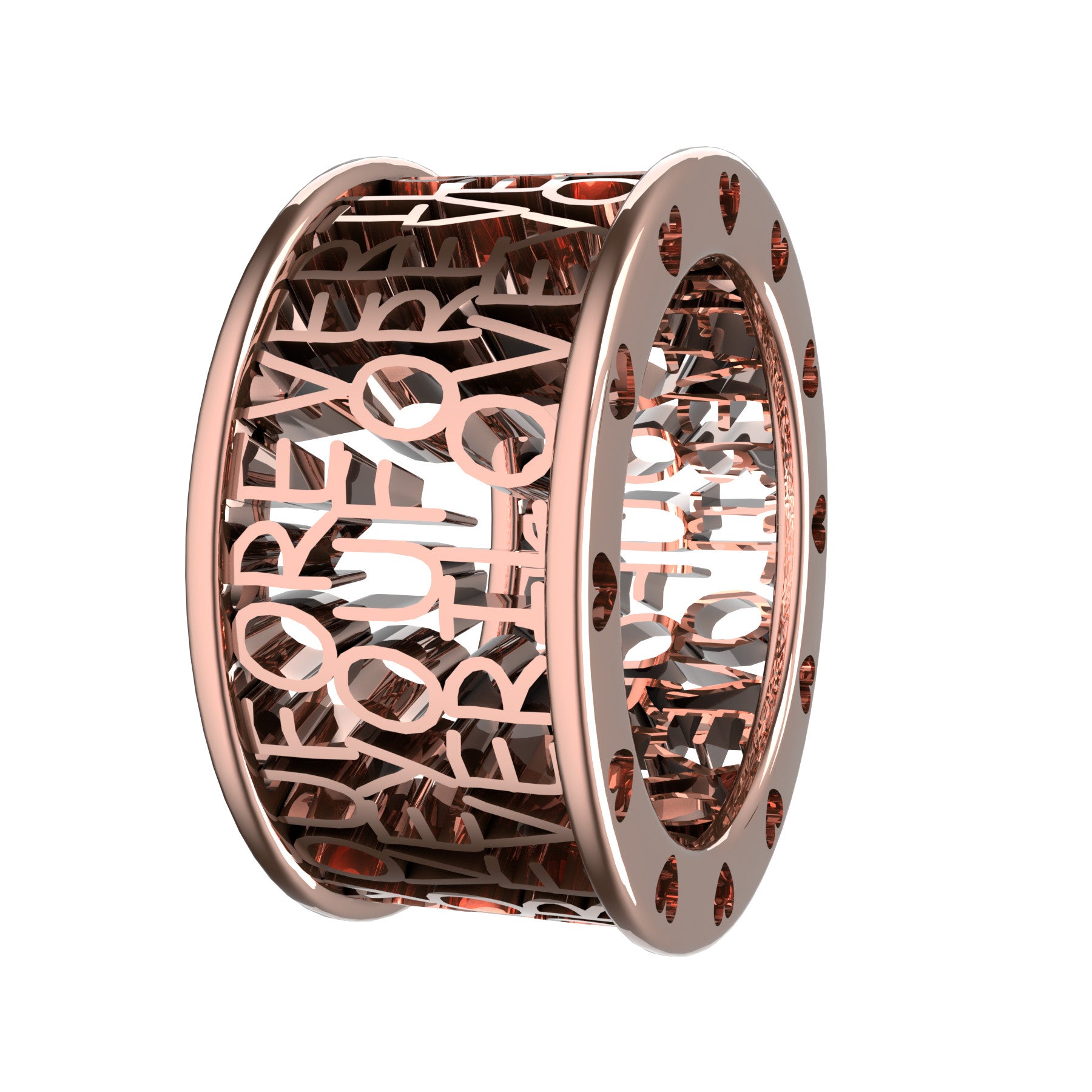 I love you forever ring, 18 k pink gold, weight about 10,00 g. (0,35 oz), width 11,5 mm