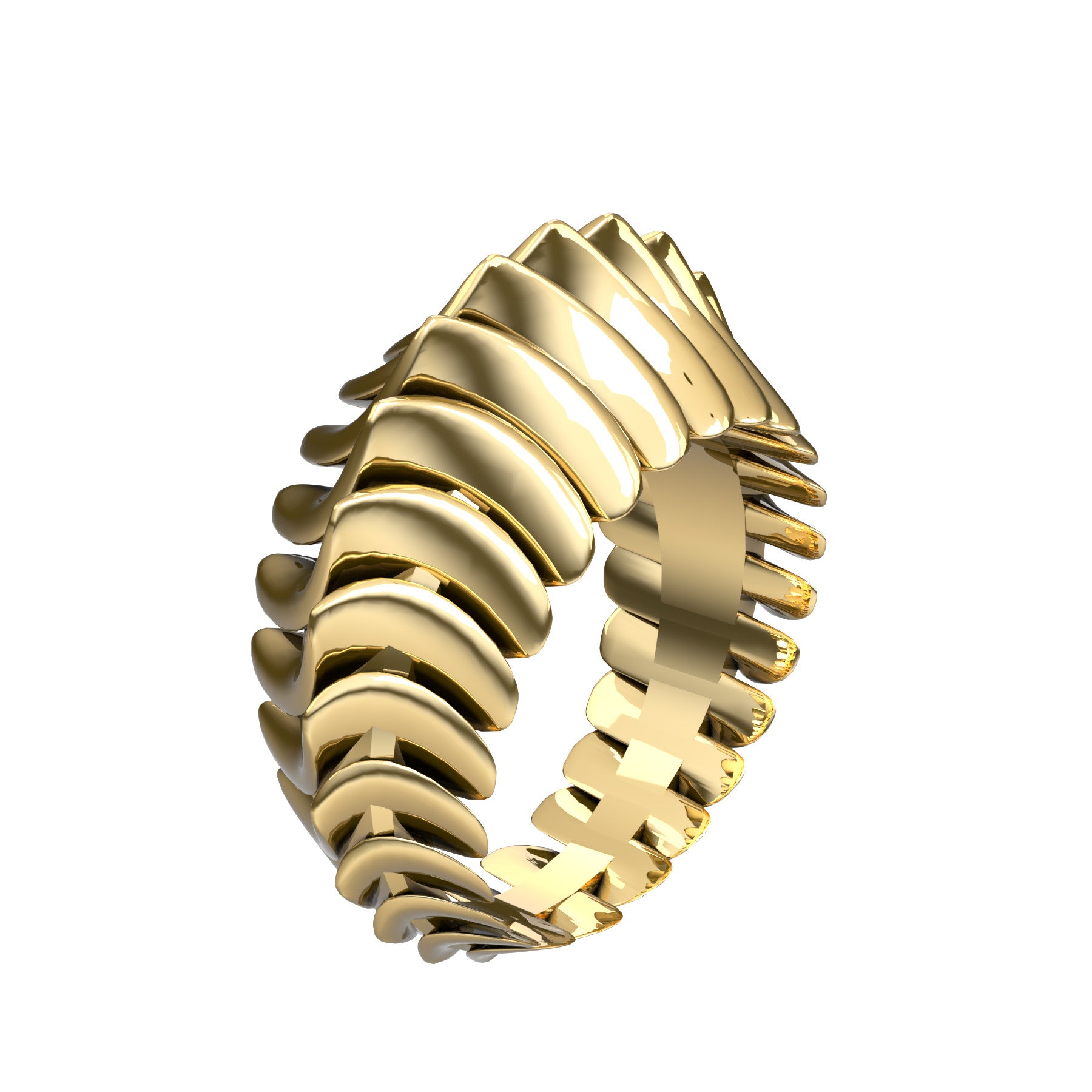 backbone ring, 18 K yellow gold, weight about 9,2 g. (0.32 oz), width 12,0 mm max