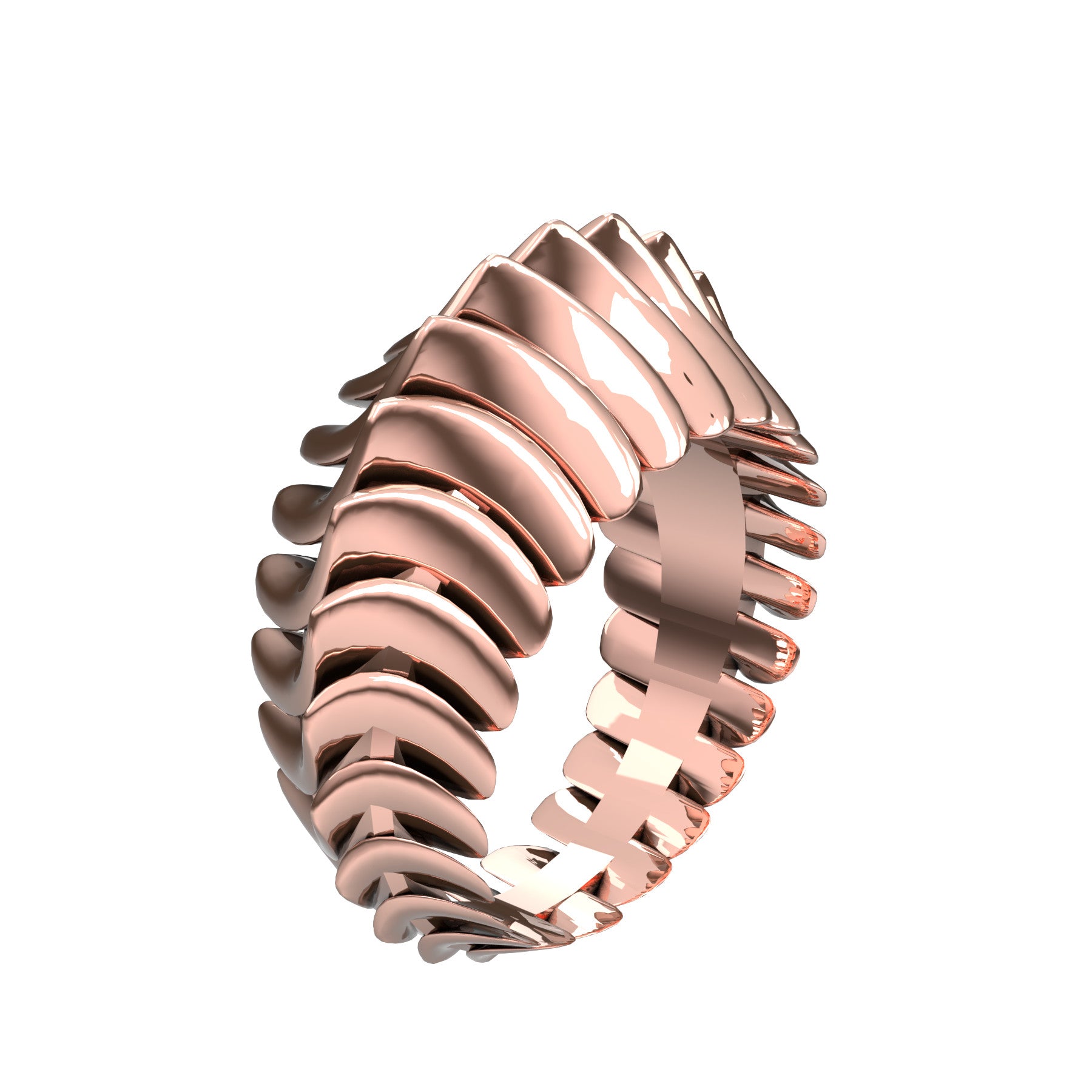 backbone ring, 18 K pink gold, weight about 9,2 g. (0.32 oz), width 12,0 mm max