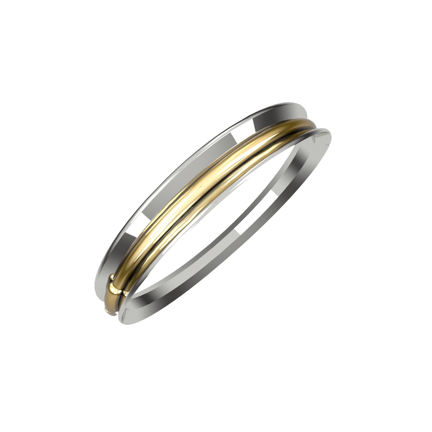bobo rigid bracelet, 18 K white and yellow gold, weight about 28,5 to 51,4 g (1.00 to 1.81 oz); width 13,0 mm max