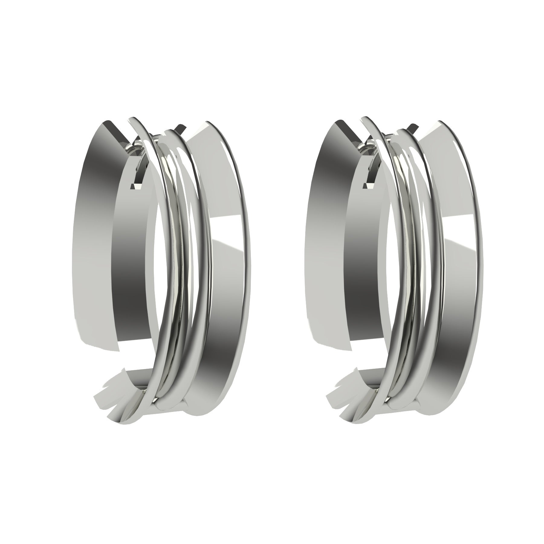 bobo oval earrings, sterling silver, weight about 7,0 g (0.24 oz), size 23,5x13,8x8 mm 