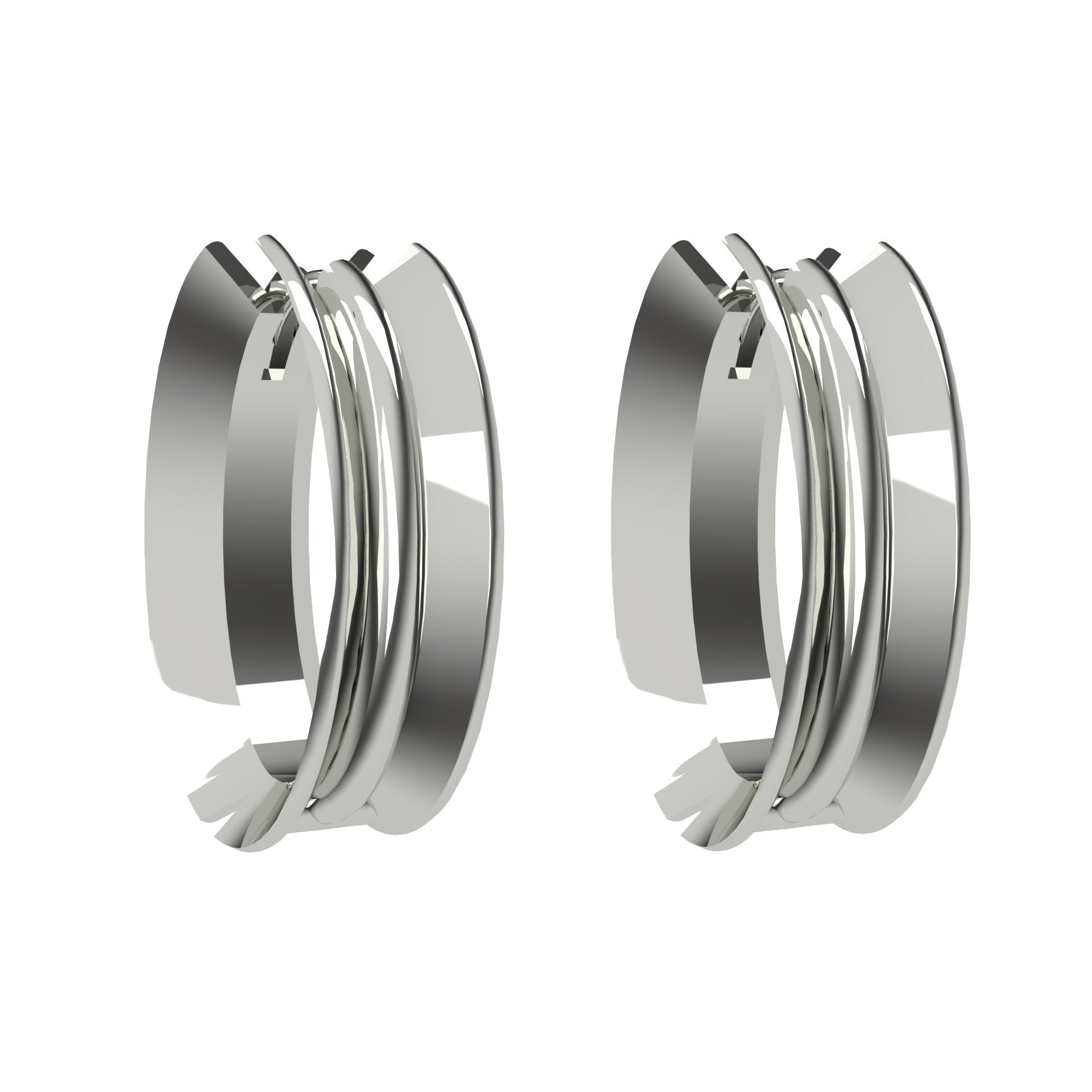 bobo oval earrings, sterling silver, weight about 7,0 g (0.24 oz), size 23,5x13,8x8 mm
