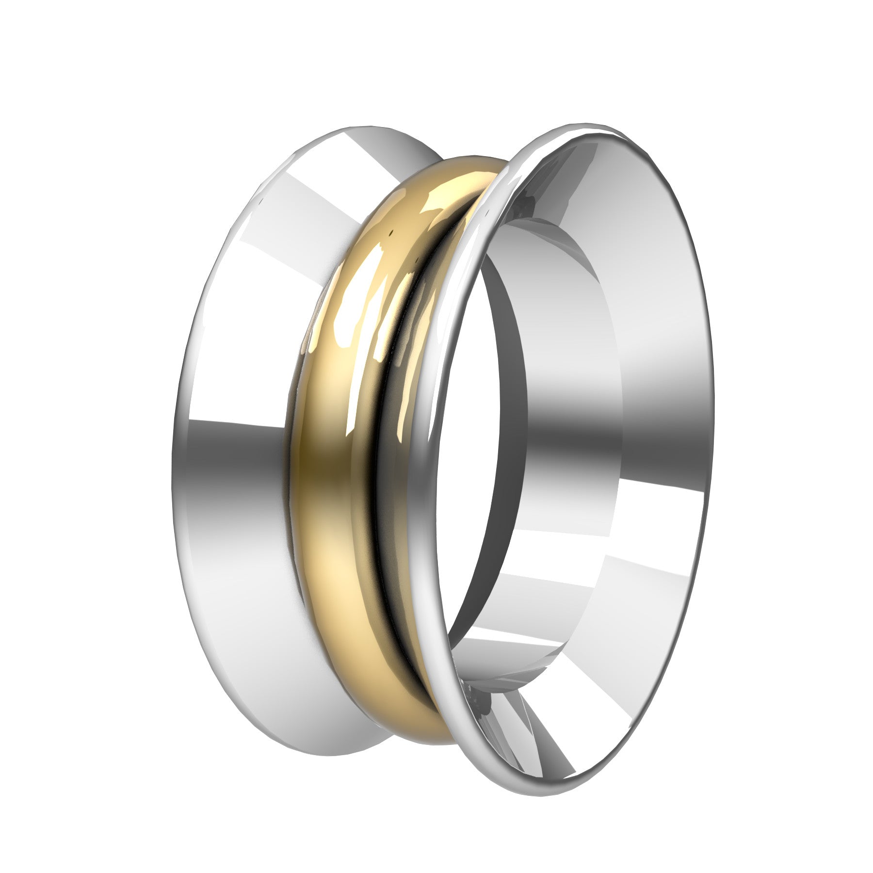 bobo band ring, 18 k white and yellow gold, weight about 11,1 g (0,39 oz); width 9,60 mm