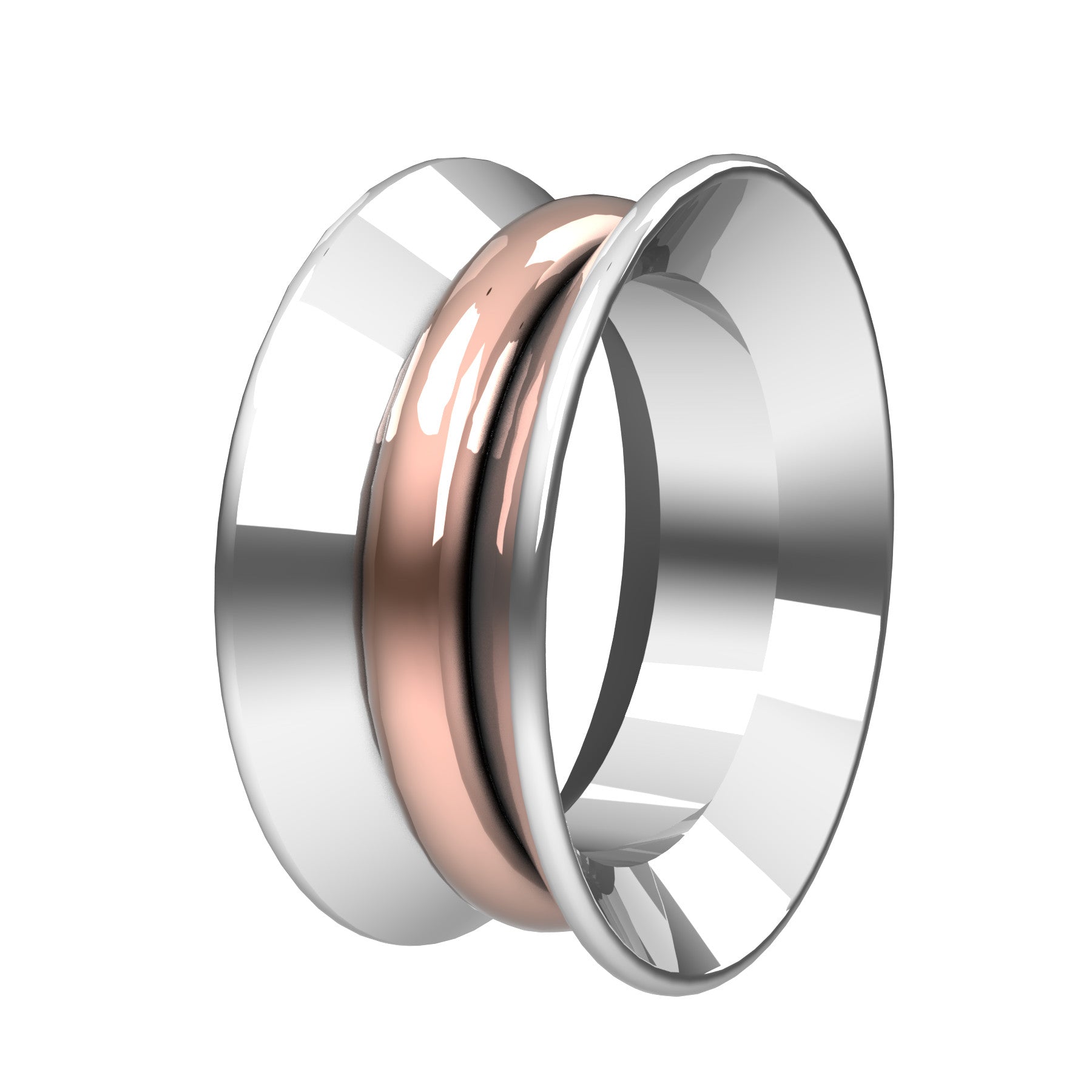 bobo band ring, 18 k white and pink gold, weight  about 11,1 g (0,39 oz); width 9,60 mm