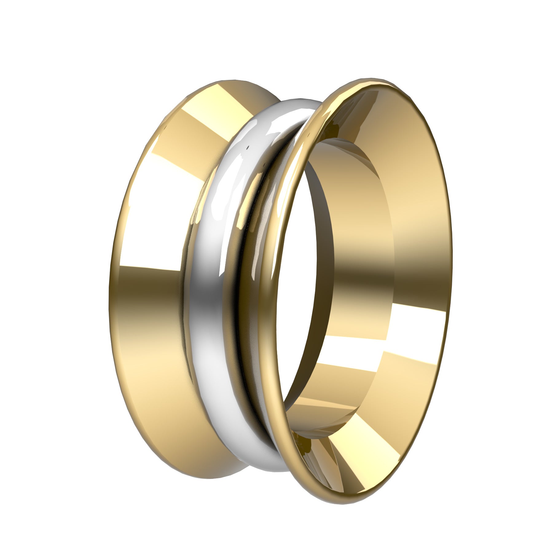 bobo band ring, 18 k yellow and white gold, weight about 10,5 g (0,37 oz); width 9,60 mm