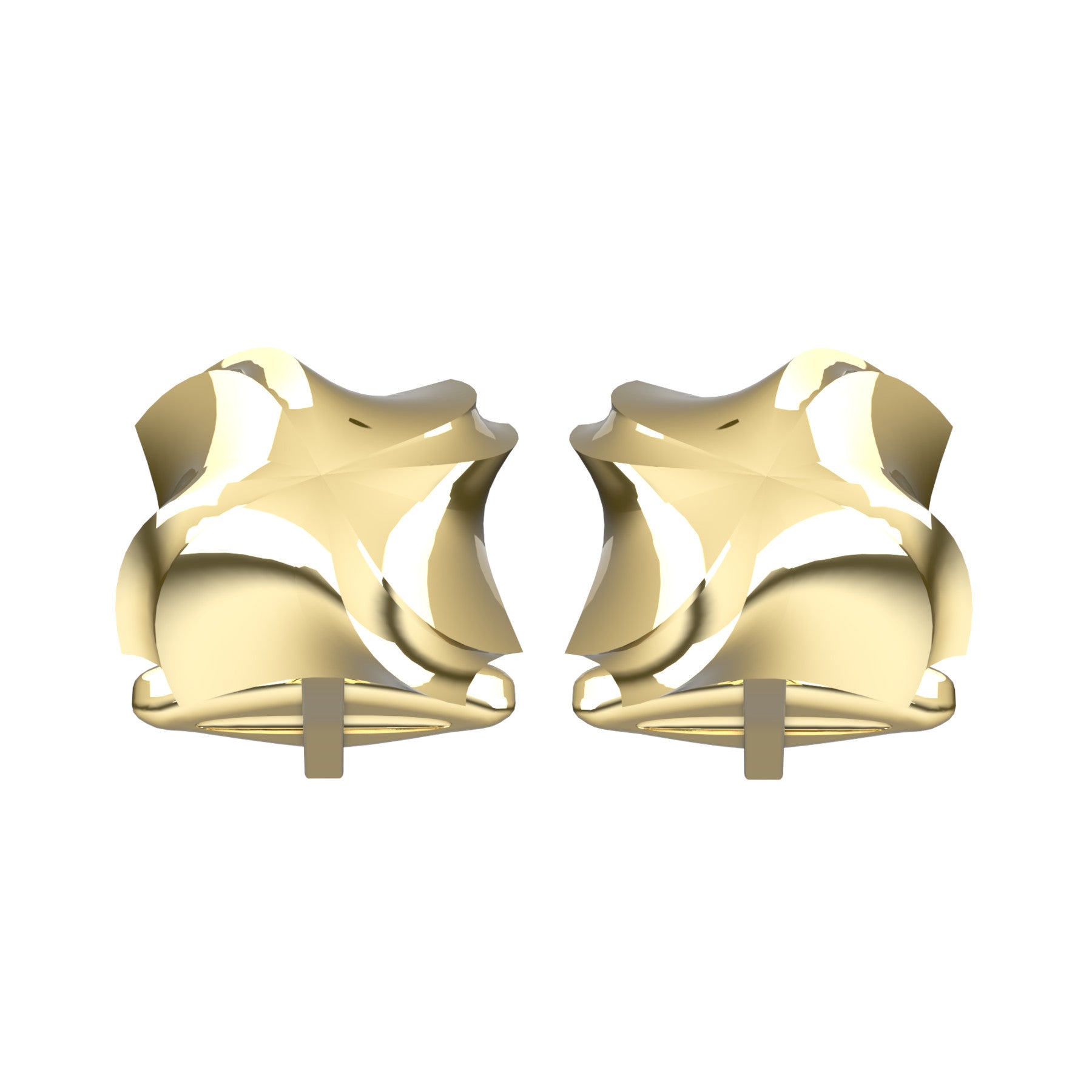 domed square cufflinks, 18 K yellow gold, weight about 9,2 g. (0,32 oz), size 15x15x4 mm max