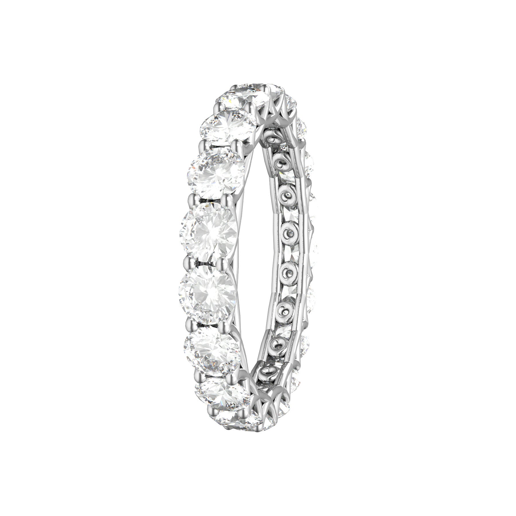 sweet hearts wedding band, 18 K white gold, 0,13 natural diamonds, weight about 1,90 g. (0.07 oz), width 3,25 mm