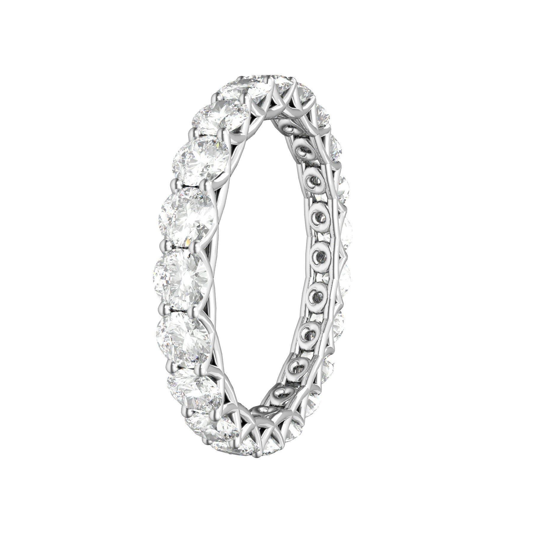 sweet hearts wedding band, 18 K white gold, 0,10 natural diamonds, weight about 1,90 g. (0.07 oz), width 3,00 mm
