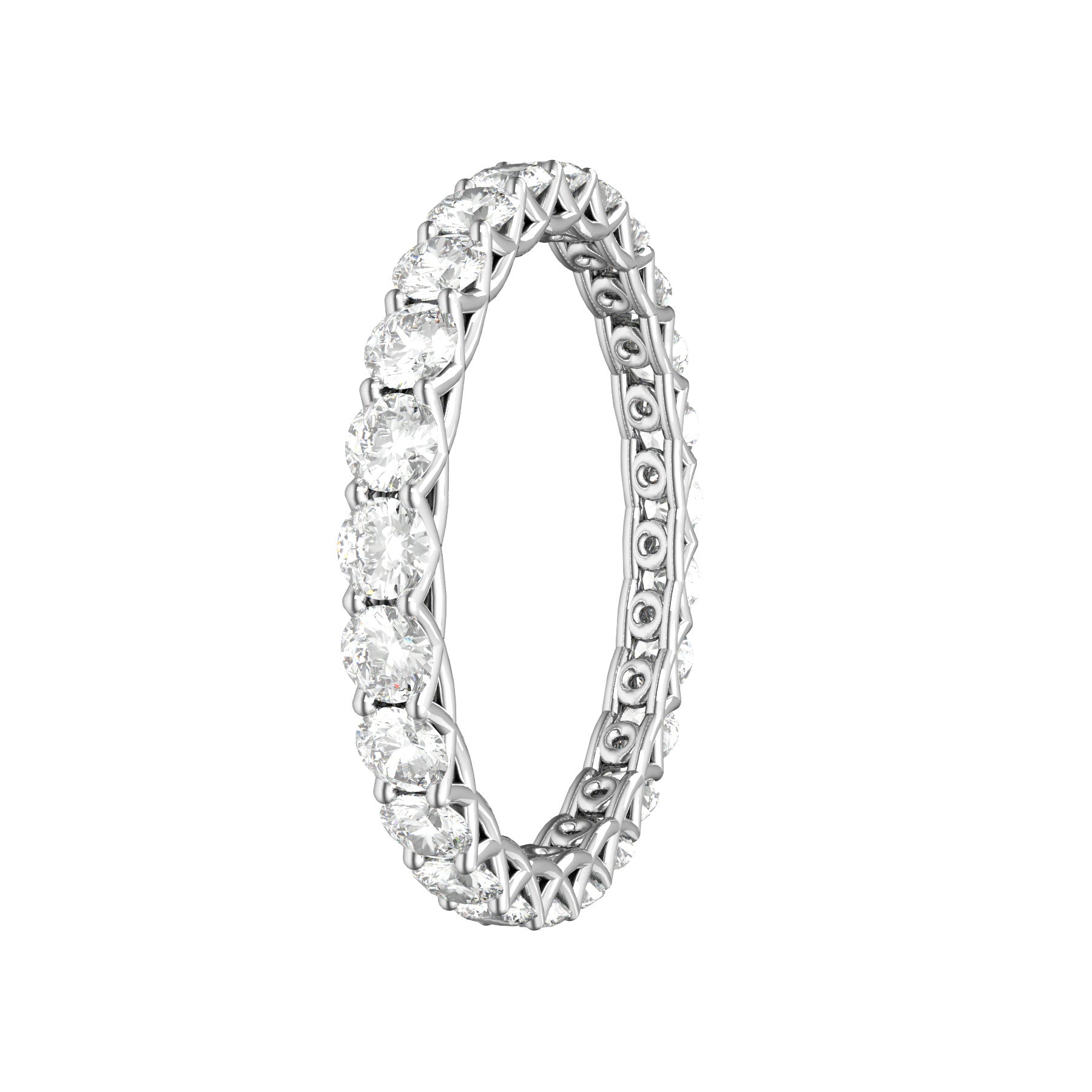 sweet hearts wedding band, 18 K white gold, 0,05 natural diamonds, weight about 1,40 g. (0.05 oz), width 2,40 mm