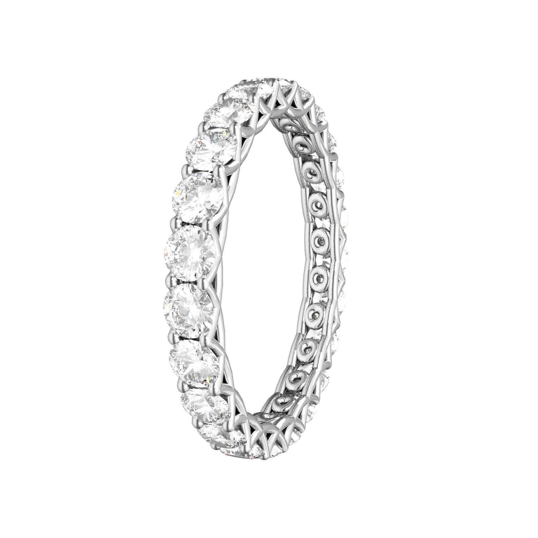 sweet hearts wedding band, 18 K white gold, 0,07 natural diamonds, weight about 1,50 g. (0.05 oz), width 2,65 mm