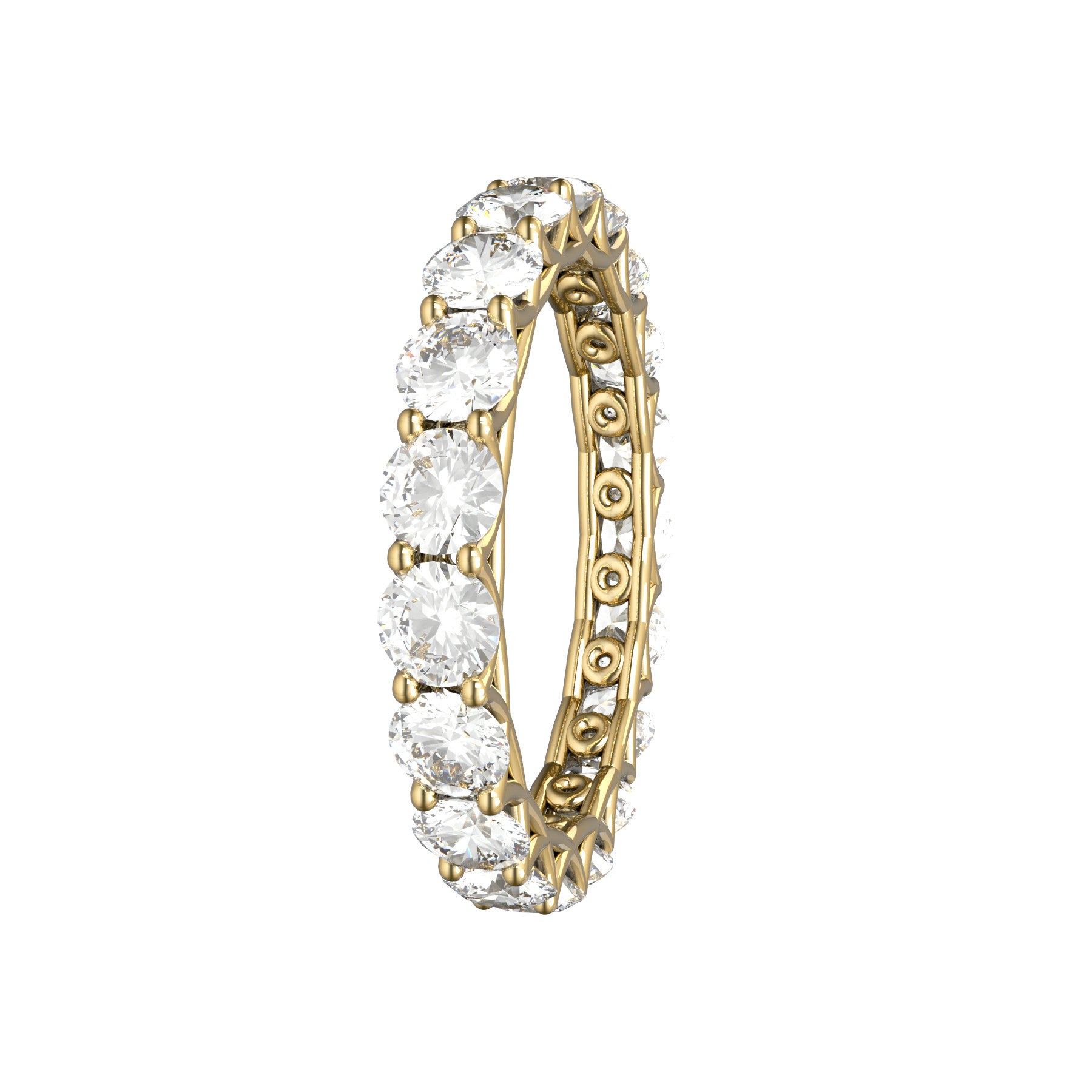 sweet hearts wedding band, 18 K yellow gold, 0,13 natural diamonds, weight about 1,90 g. (0.07 oz), width 3,25 mm