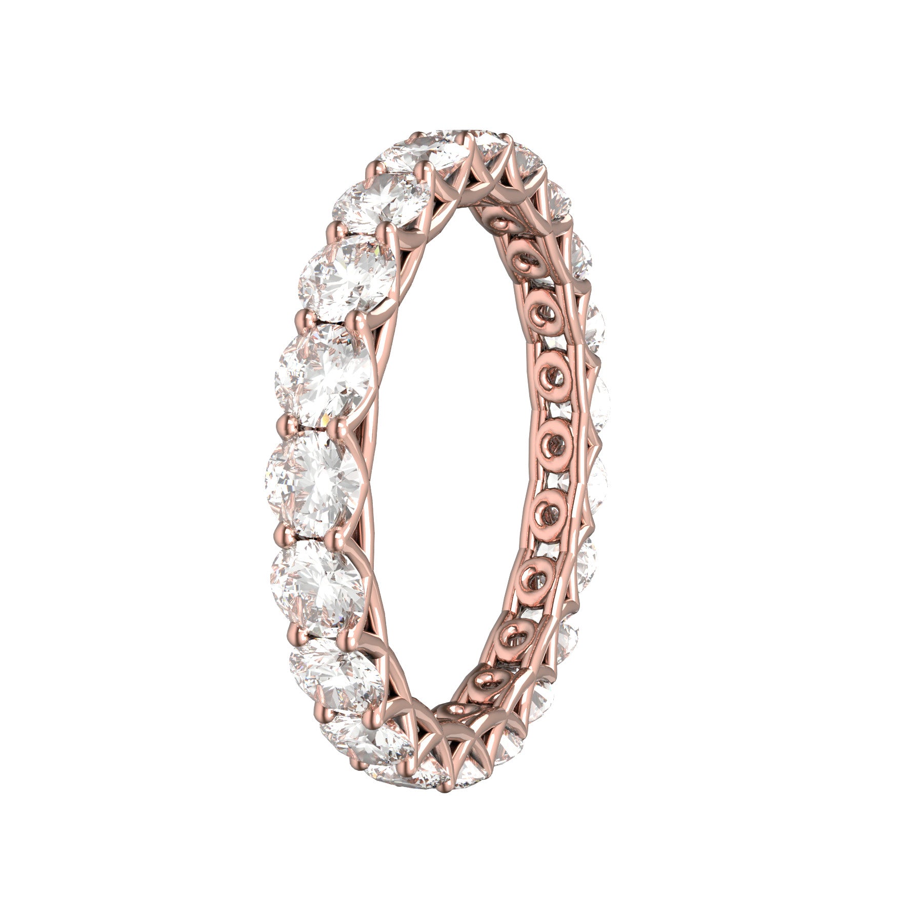 sweet hearts wedding band, 18 K pink gold, 0,10 natural diamonds, weight about 1,90 g. (0.07 oz), width 3,00 mm