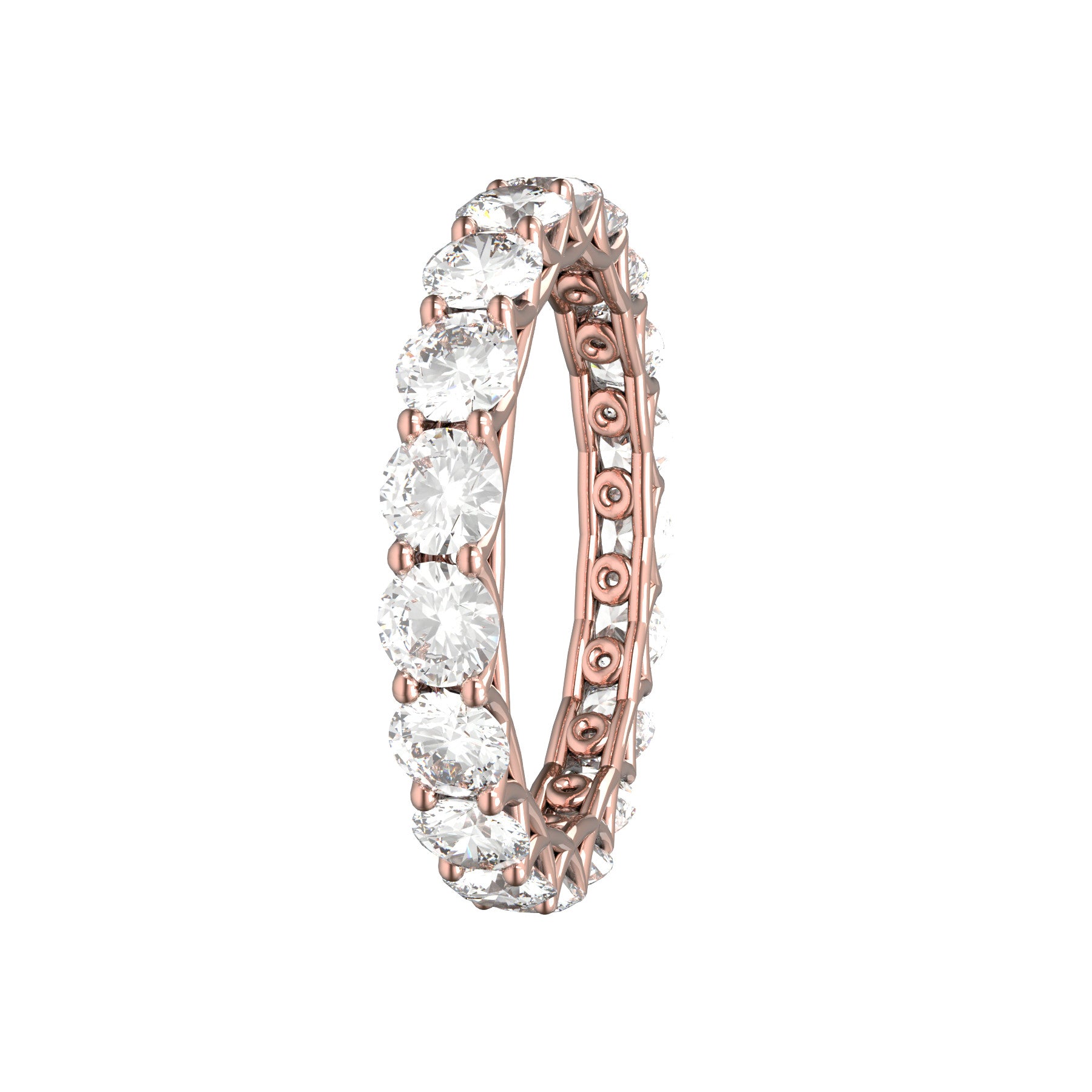 sweet hearts wedding band, 18 K pink gold, 0,13 natural diamonds, weight about 1,90 g. (0.07 oz), width 3,25 mm