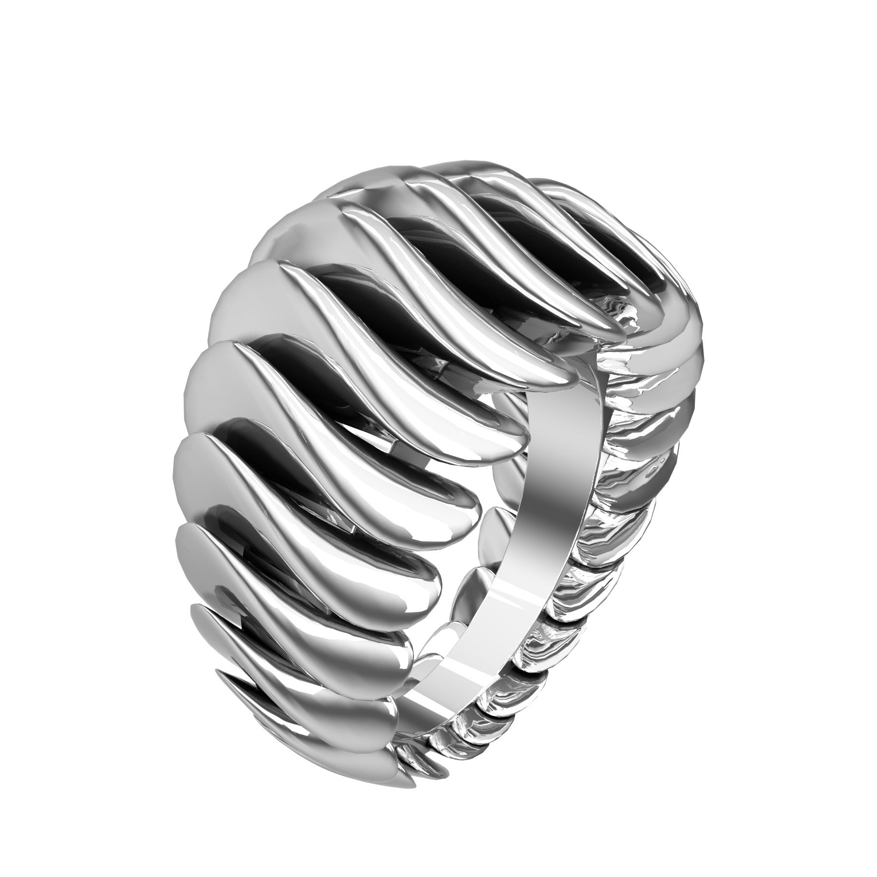 curvy ring, sterling silver, weight about 13,5 g. (0.47 oz), width 14,6 mm max