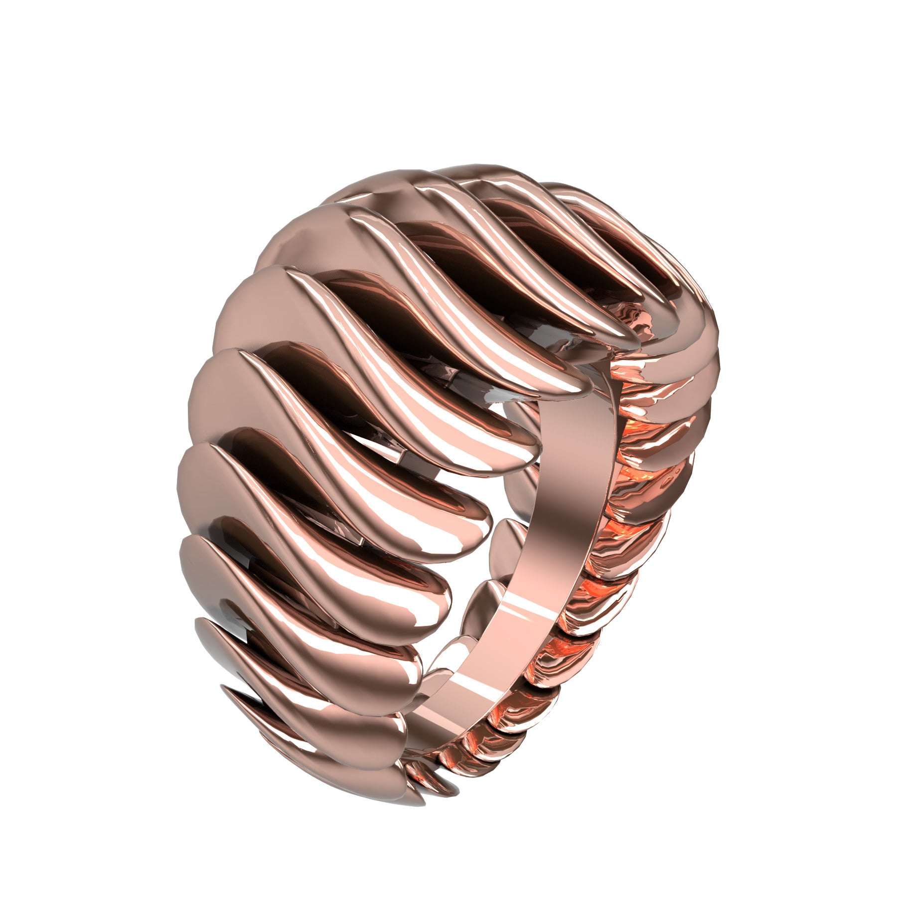 curvy ring, 18 K pink gold, weight about 20,3 g. (0.71 oz), width 14,6 mm max