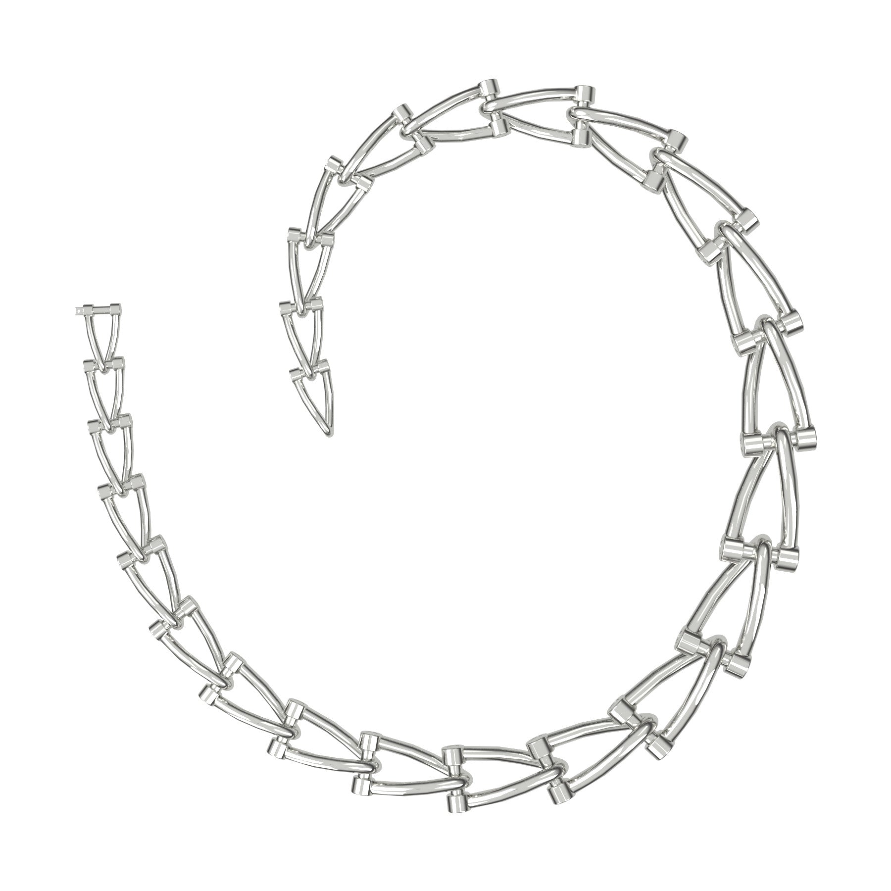 marine links necklace, sterling silver, weight about 88,0 to 108 g (3.10 to 3.81 oz), width 7,8 to 15,7 mm max