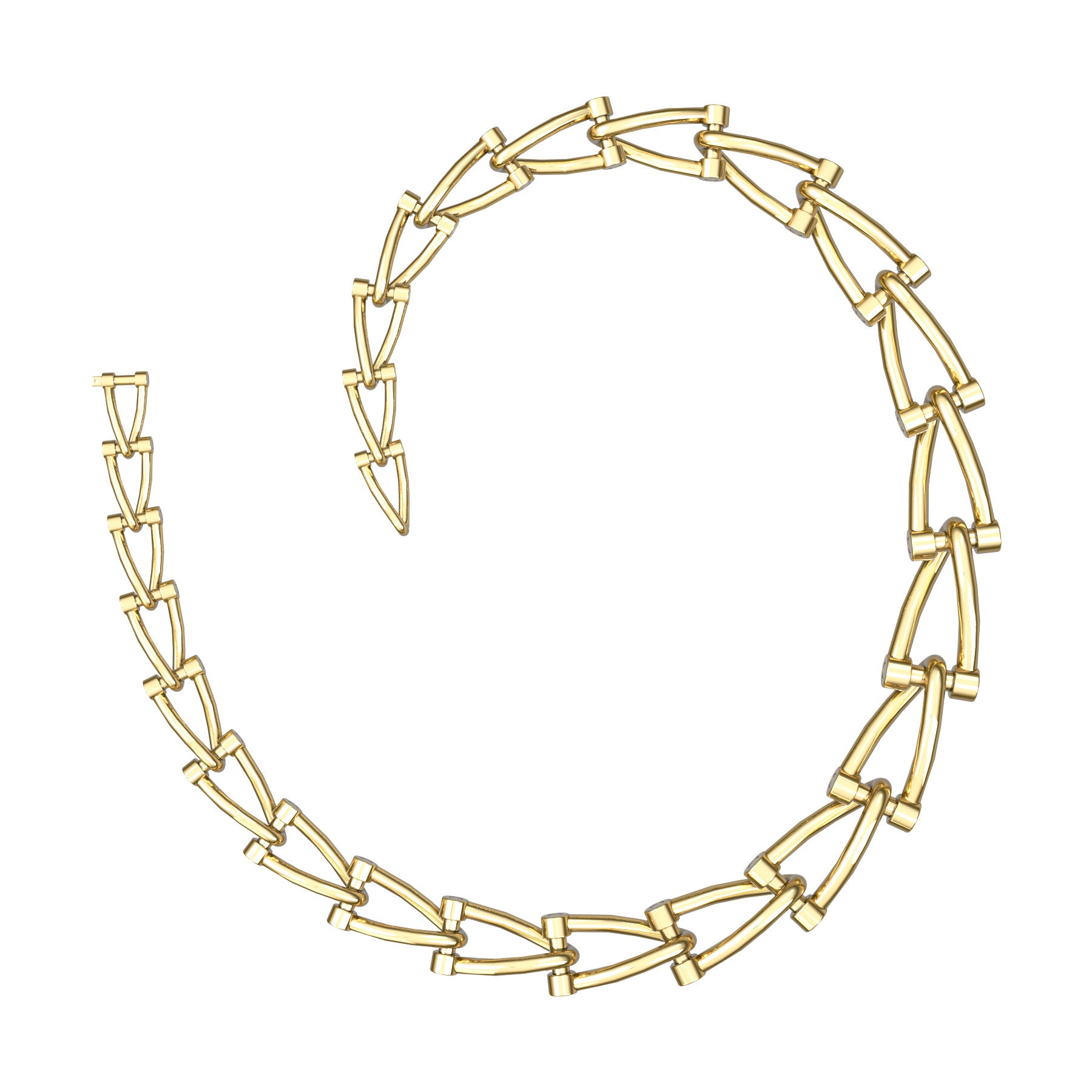 marine links necklace, 18 K yellow gold, weight about 135 to 162 g (4.76 to 5.71 oz), width 7,8 to 15,7 mm max