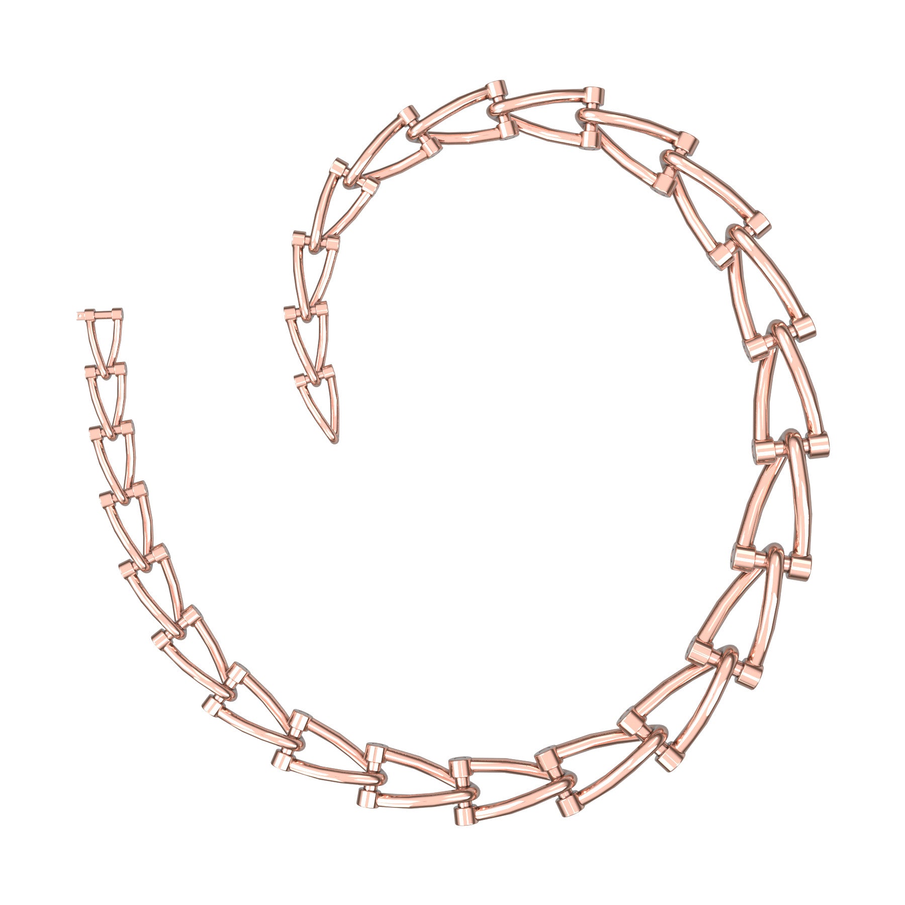 marine links necklace, 18 K pink gold, weight about 135 to 162 g (4.76 to 5.71 oz), width 7,8 to 15,7 mm max