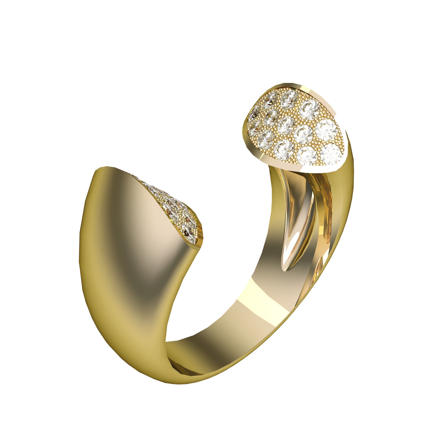 Open ellipse ring, 18 karat yellow gold , natural diamonds, weight about 11,00 g (0,39 oz),  width 10 mm