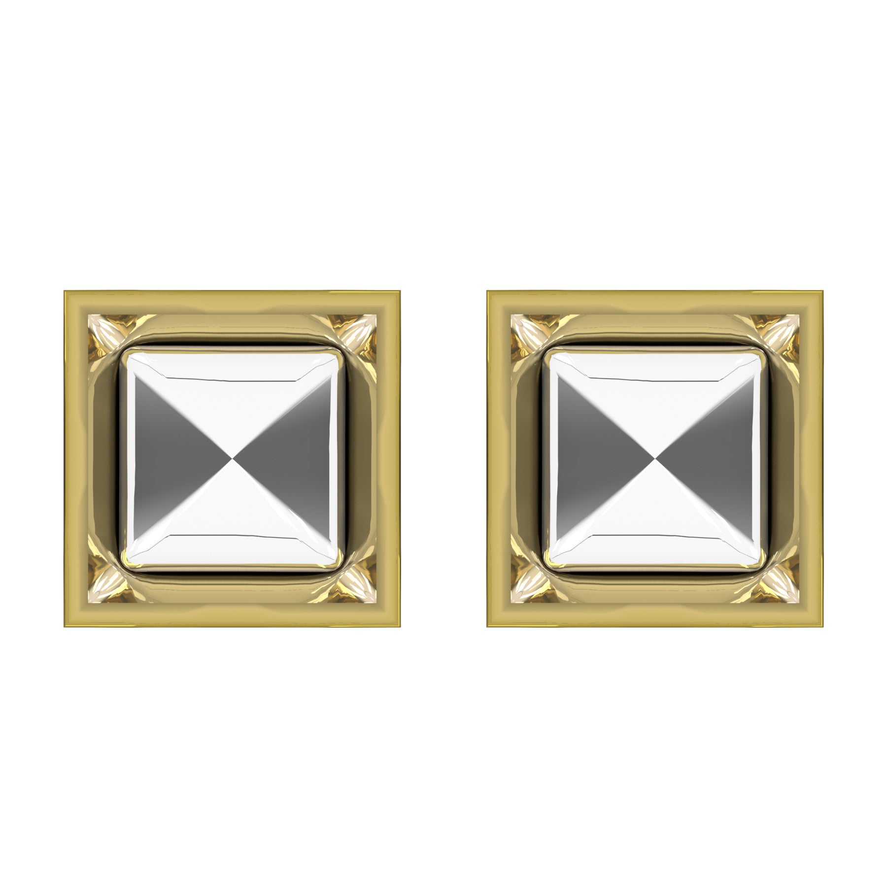 enviable earrings, 18 k yellow gold, square width 15,5 mm