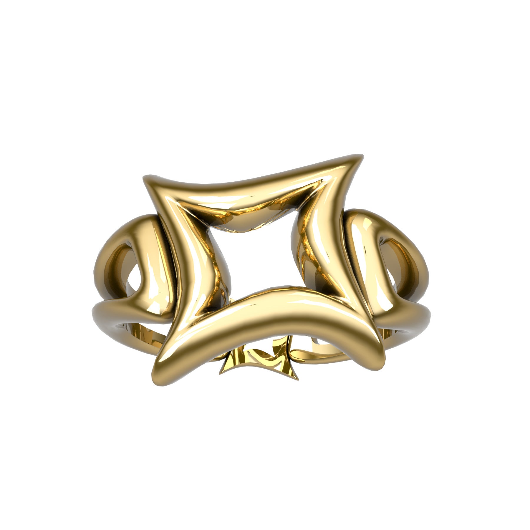 etoile bizarre ring, 18 K yellow gold, weight about 5,4 g. (0.19 oz), width 13,5 mm max