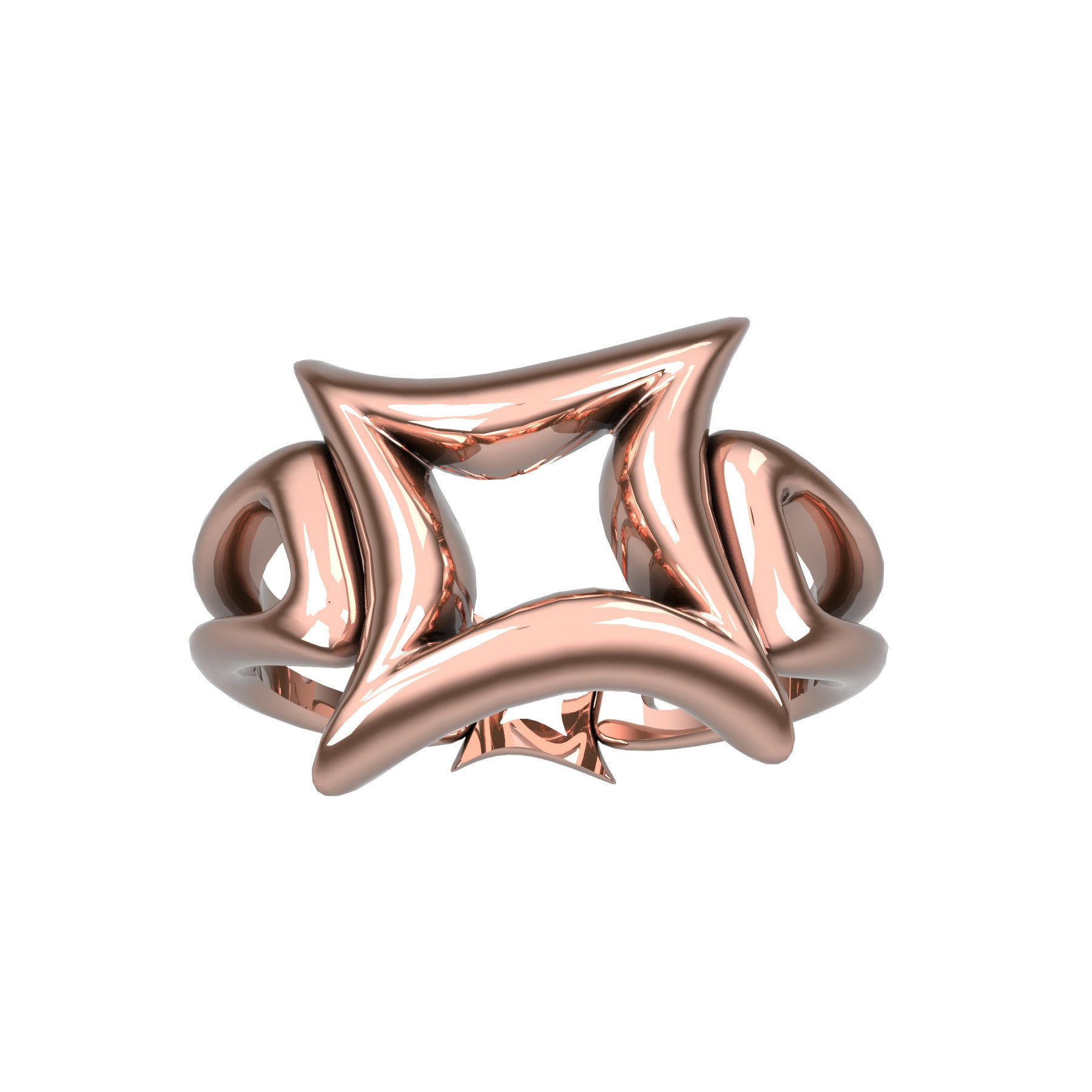 etoile bizarre ring, 18 K pink gold, weight about 5,4 g. (0.19 oz), width 13,5 mm max