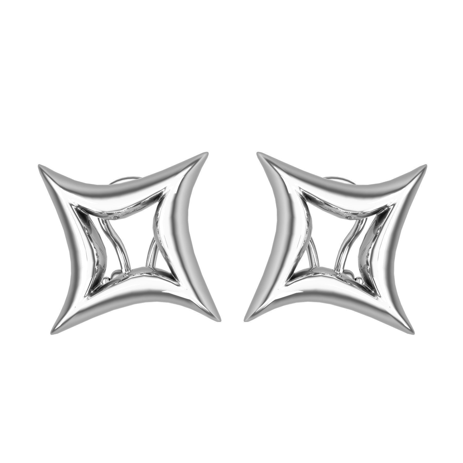 etoiles bizarres earrings, sterling silver, weight about 8,0 g. (0.28 oz) size 16,6x16,6x4,5 mm