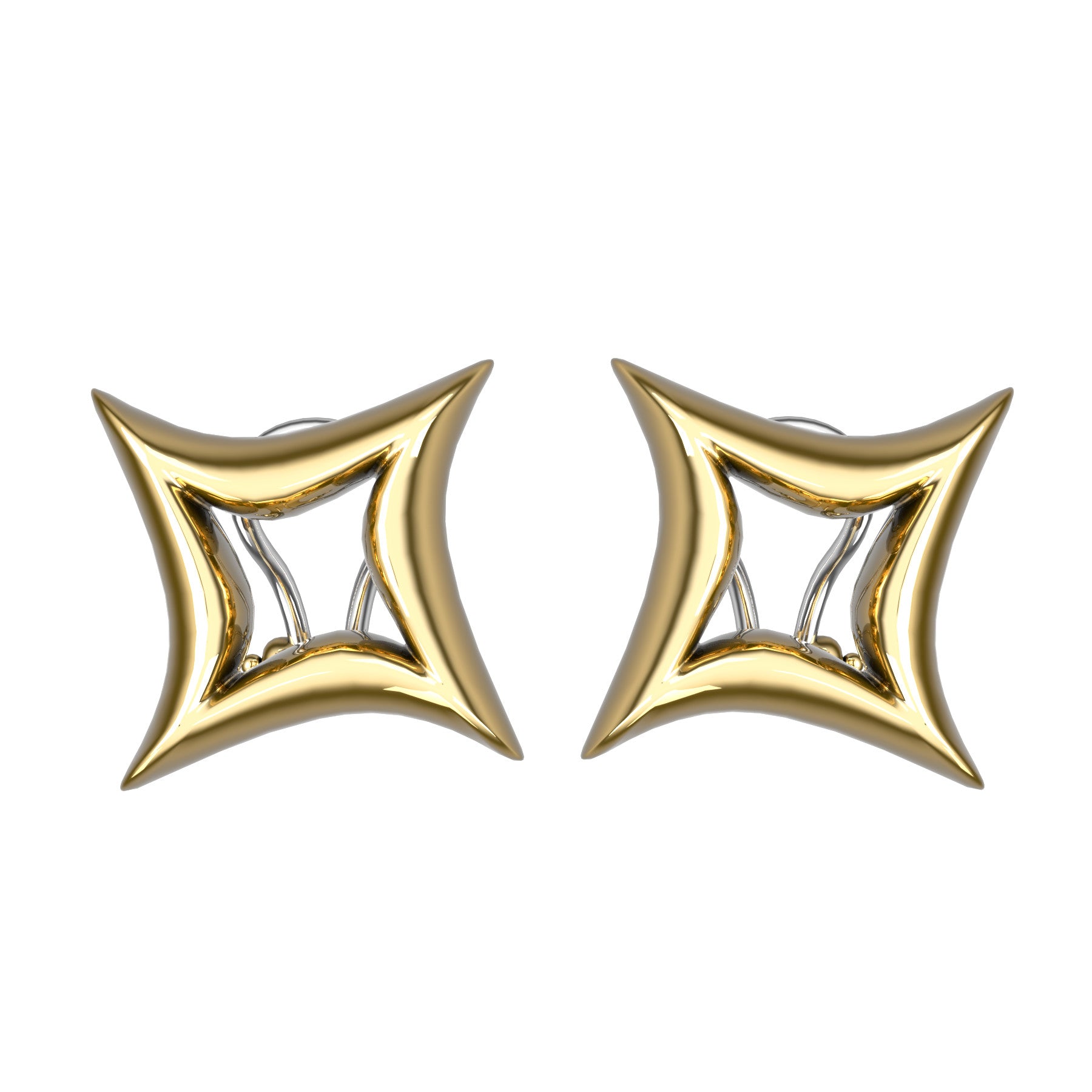etoiles bizarres earrings, 18 K yellow gold, weight about 10,5 g. (0.37 oz) size 16,6x16,6x4,5 mm