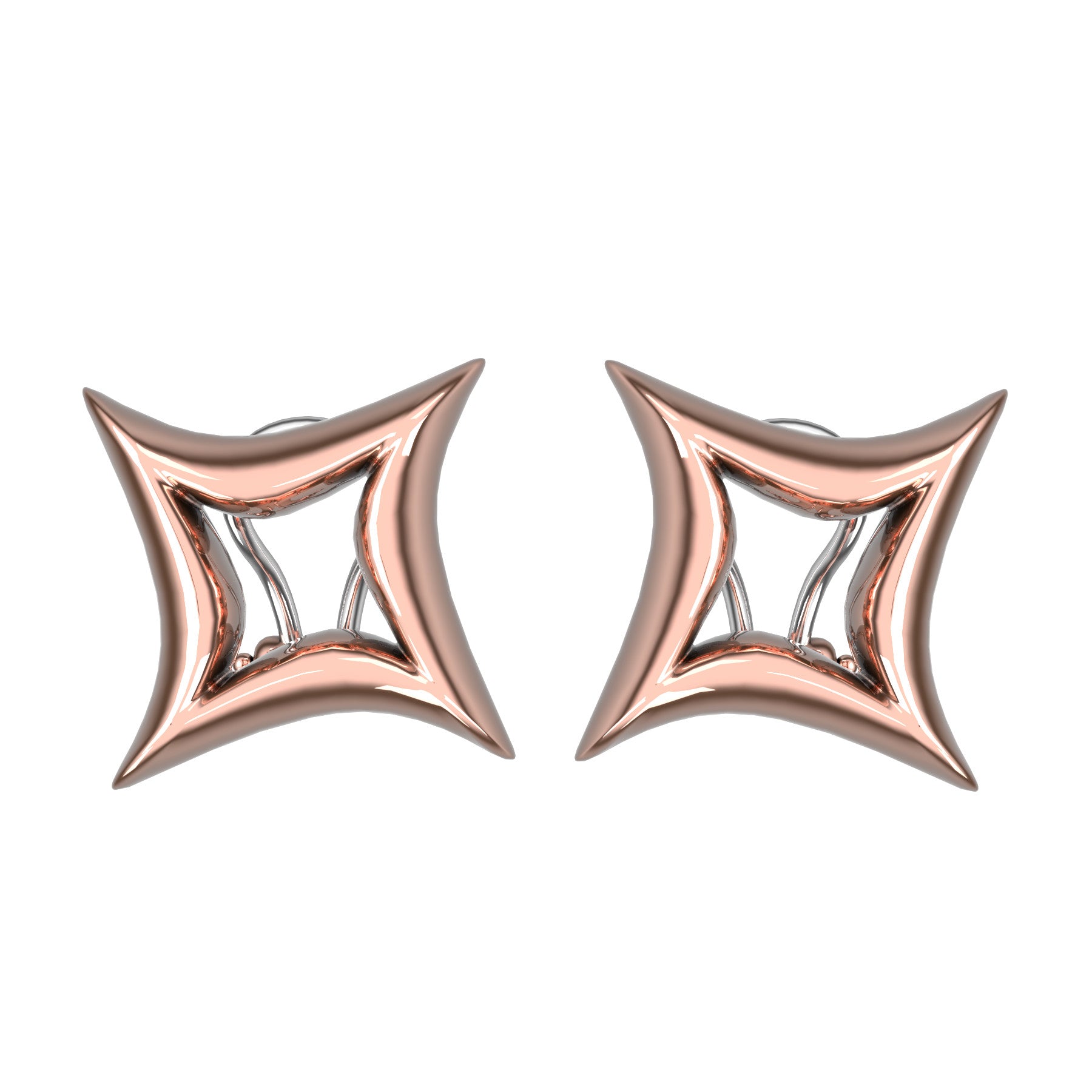etoiles bizarres earrings, 18 K pink gold, weight about 10,5 g. (0.37 oz) size 16,6x16,6x4,5 mm