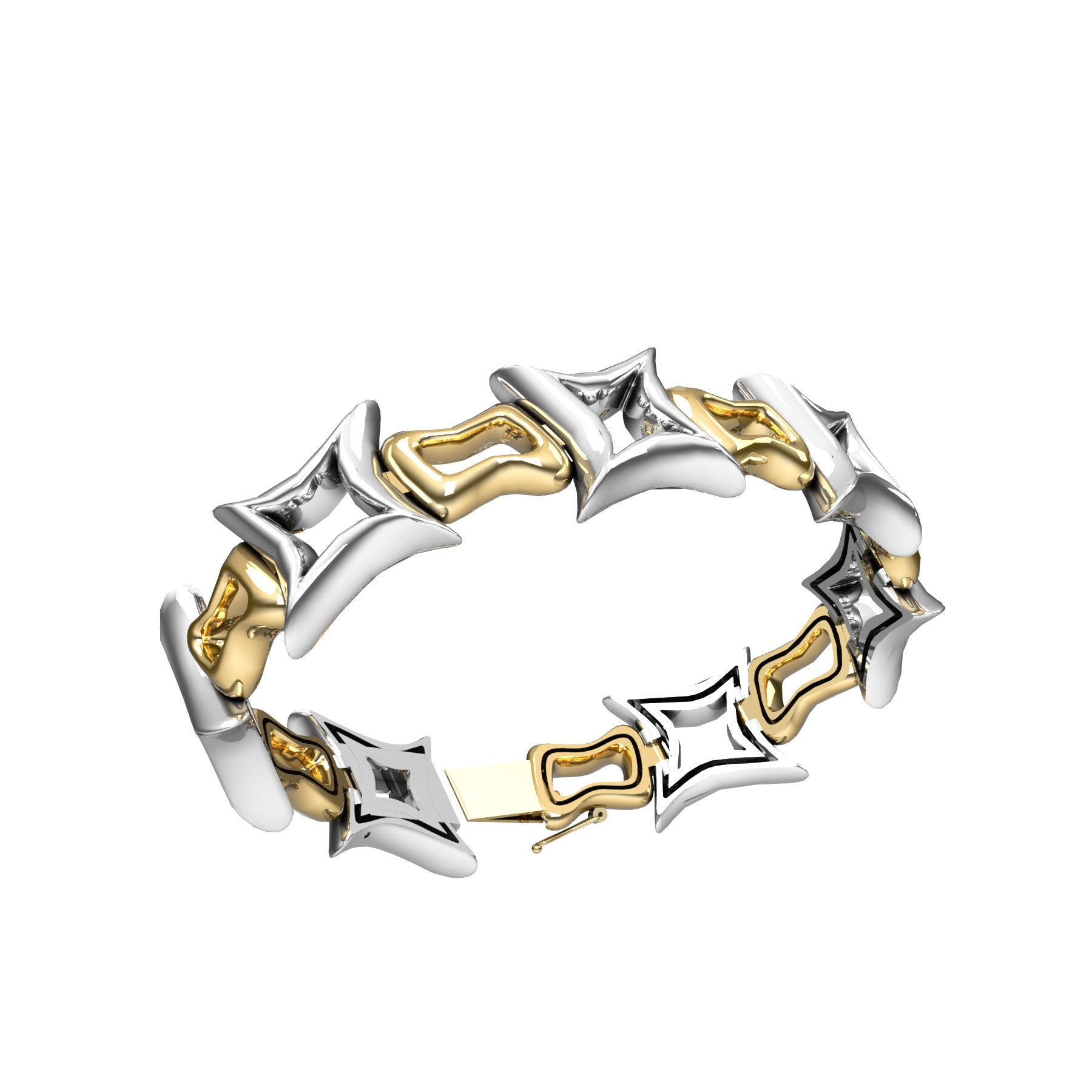 star link bracelet, 18 K white and yellow gold, width 16,5 mm