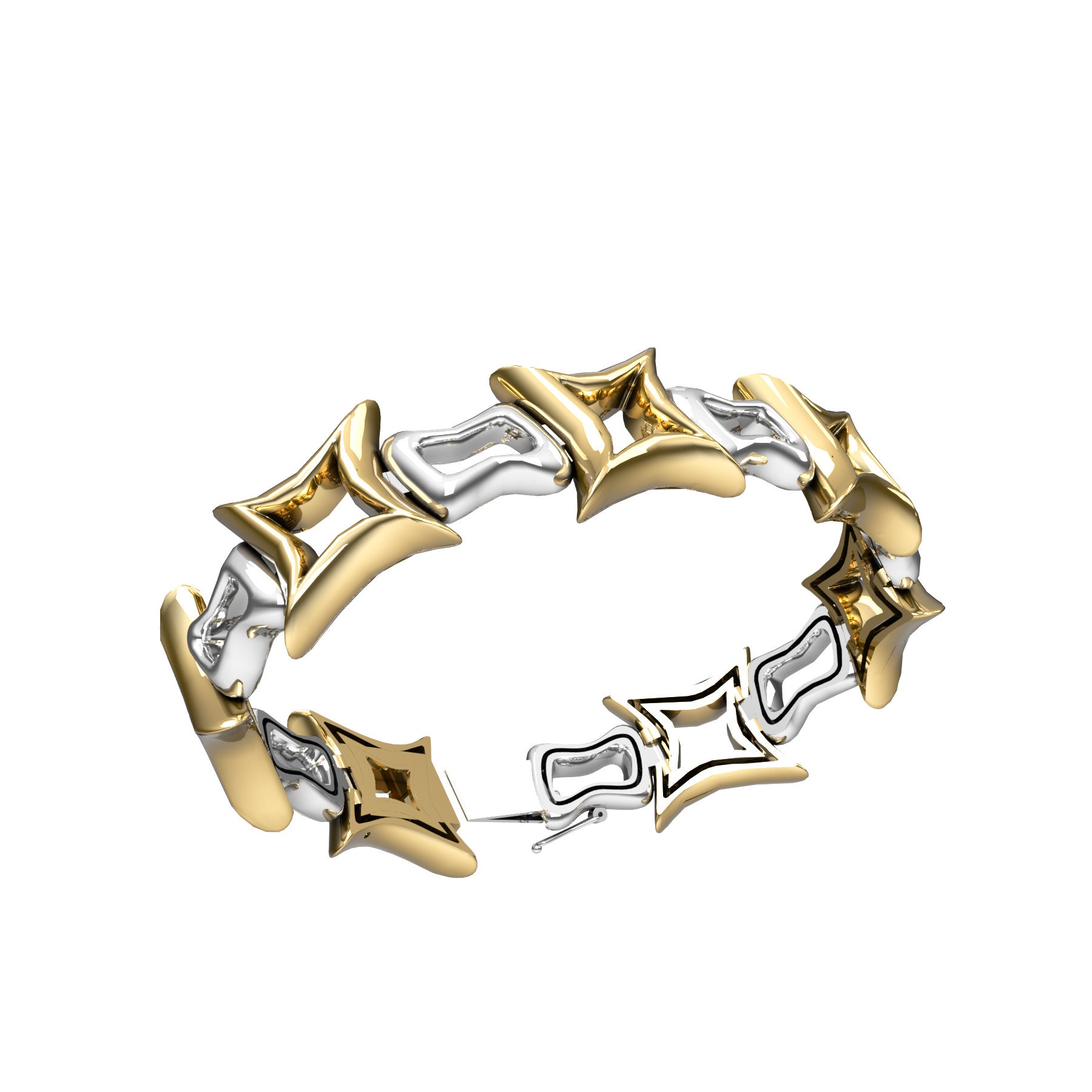 star link bracelet, 18 K yellow and white gold, widht 16,5 mm