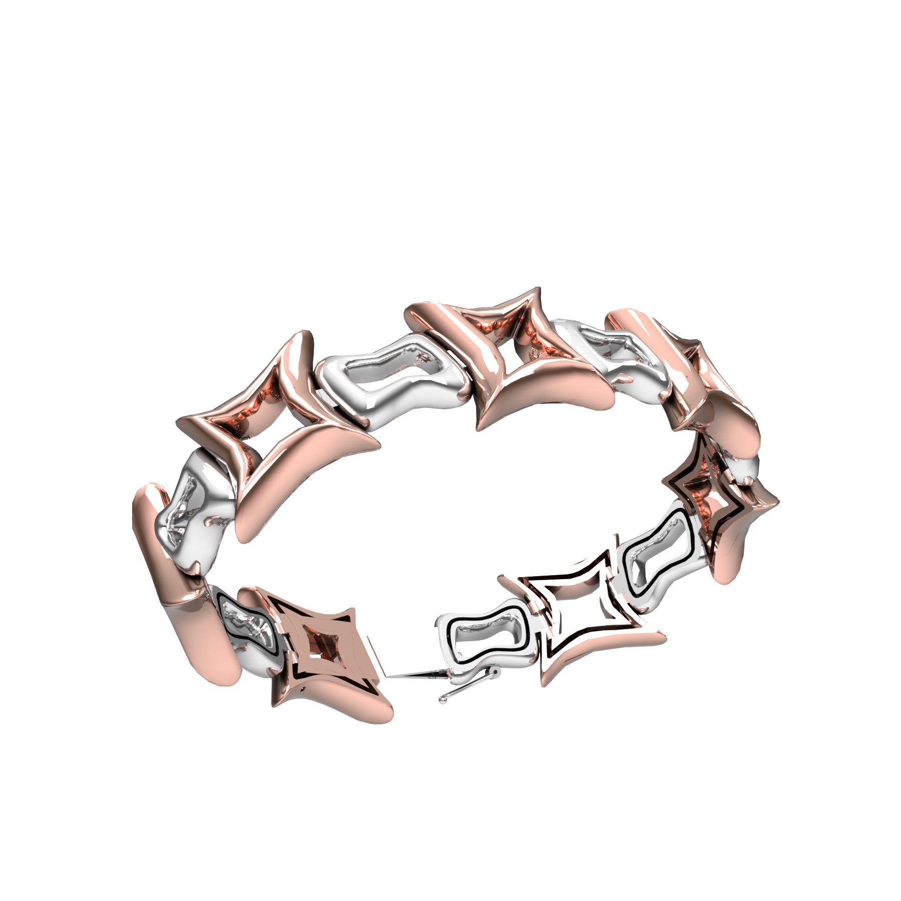 star link bracelet, 18 K pink and white gold, width 16,5 mm