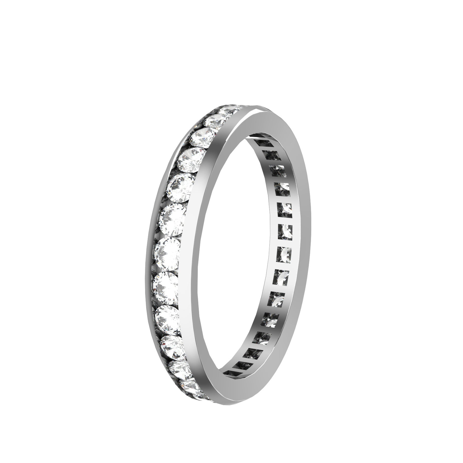  everlasting wedding band, 18 k white gold, 0,03 ct round natural diamonds, weight about 2,60 g. (0,09 oz), width 3,20 mm
