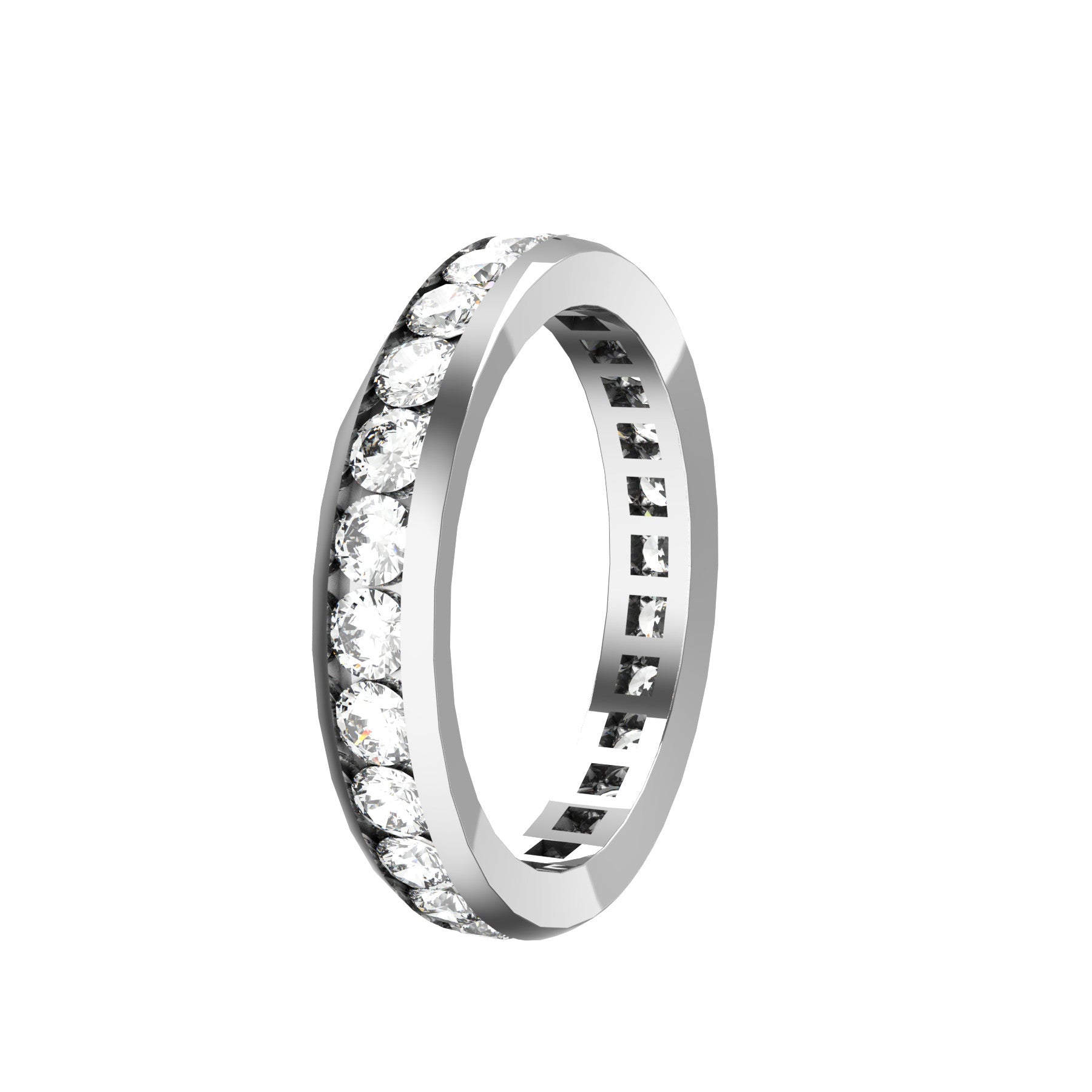  everlasting wedding band, 18 k white gold, 0,05 ct round natural diamonds, weight about 3,50 g. (0,12 oz), width 3,70 mm