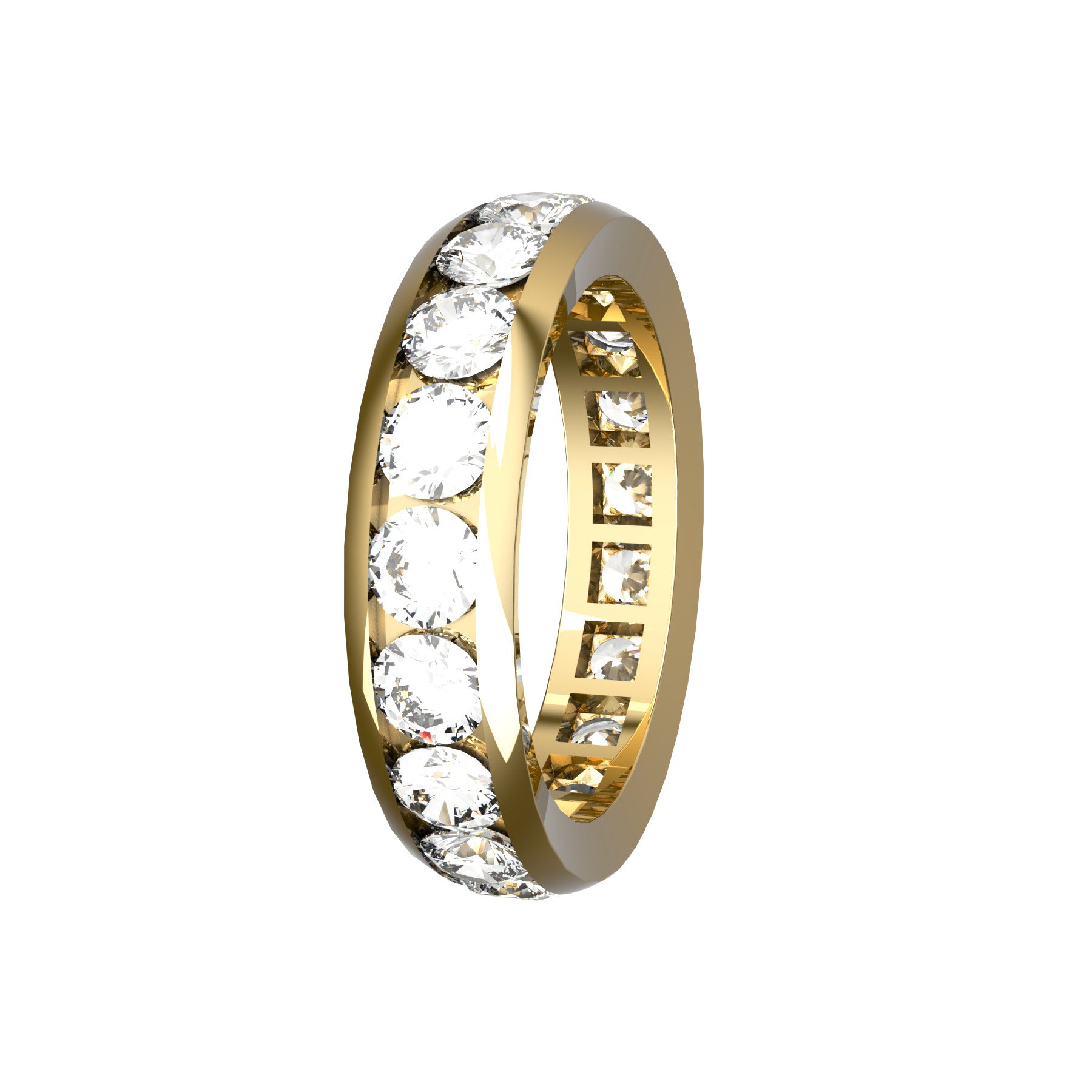 everlasting wedding band, 18 k yellow gold, 0,13 ct round natural diamonds, weight about 4,90 g. (0,17 oz), width 5,00 mm