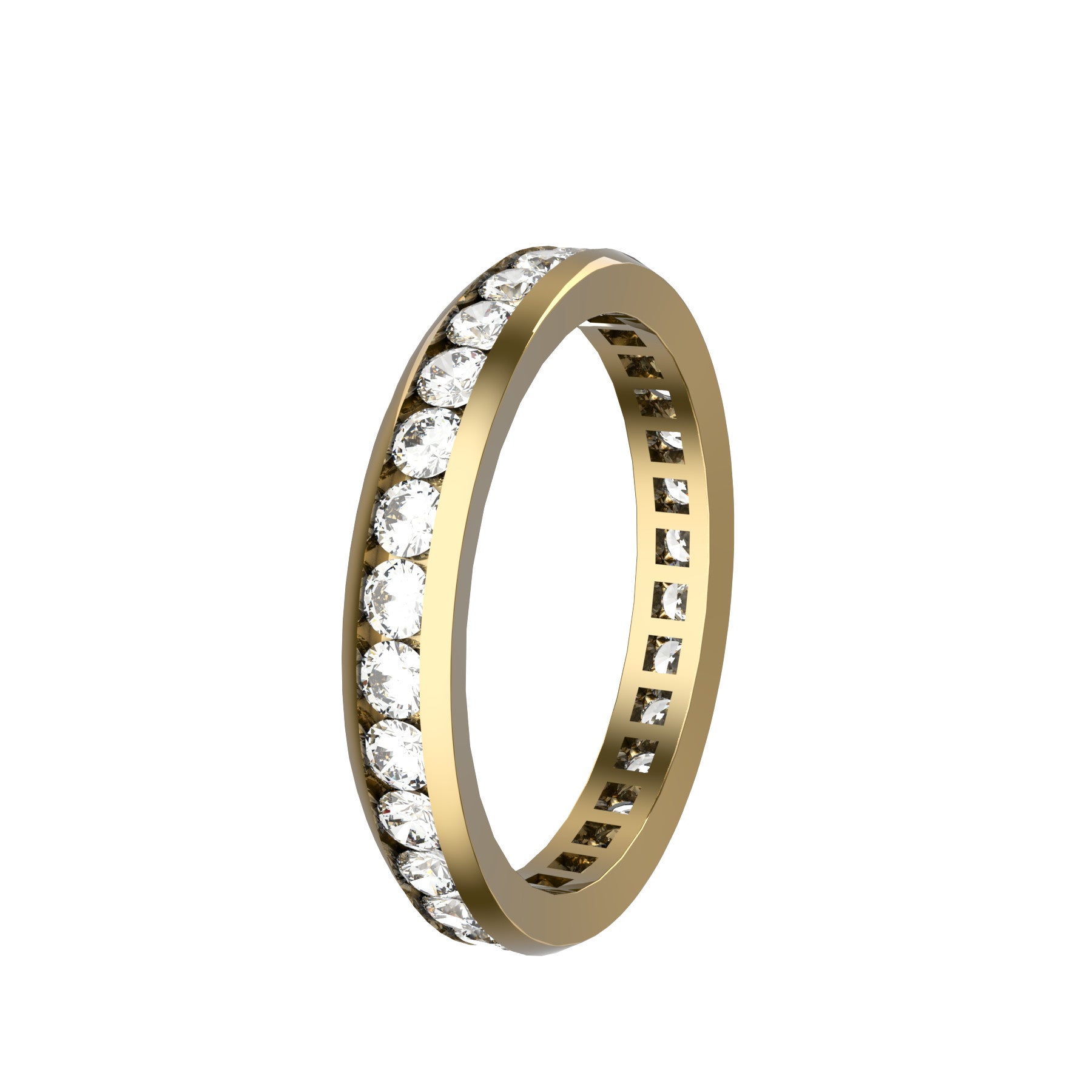 everlasting wedding band, 18 k yellow gold, 0,03 ct round natural diamonds, weight about 2,60 g. (0,09 oz), width 3,20 mm