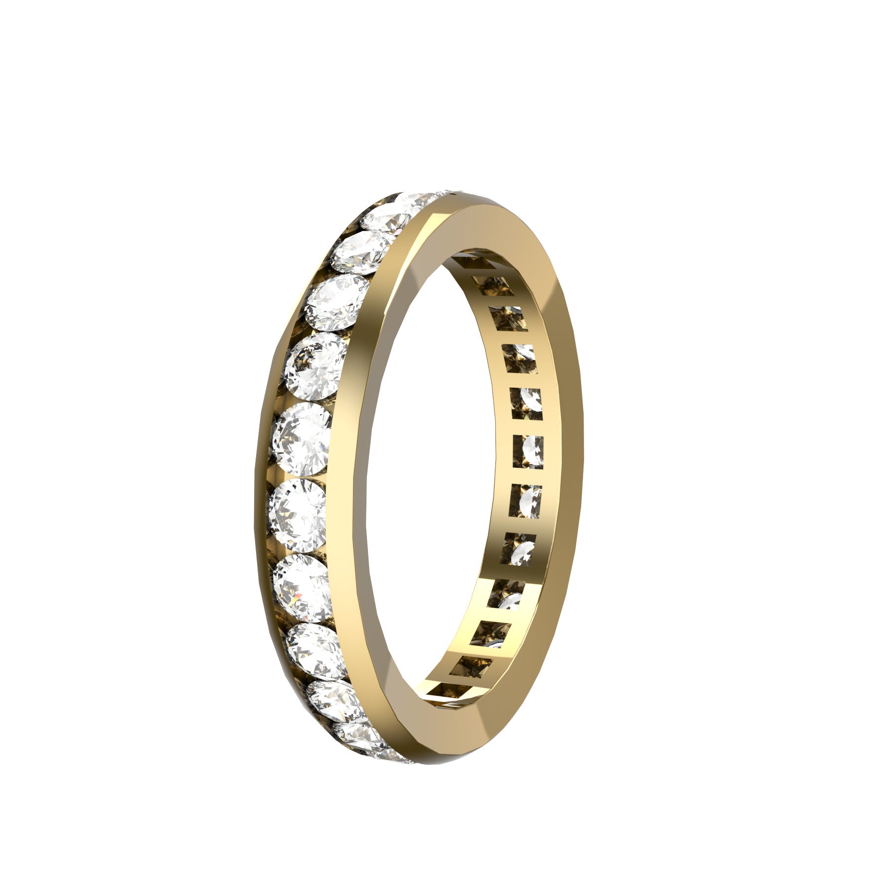 everlasting wedding band, 18 k yellow gold, 0,05 ct round natural diamonds, weight about 3,50 g. (0,12 oz), width 3,70 mm