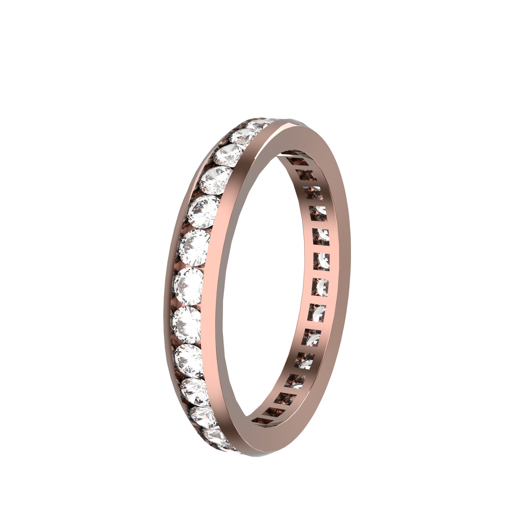  everlasting wedding band, 18 k pink gold, 0,03 ct round natural diamonds, weight about 2,60 g. (0,09 oz), width 3,20 mm