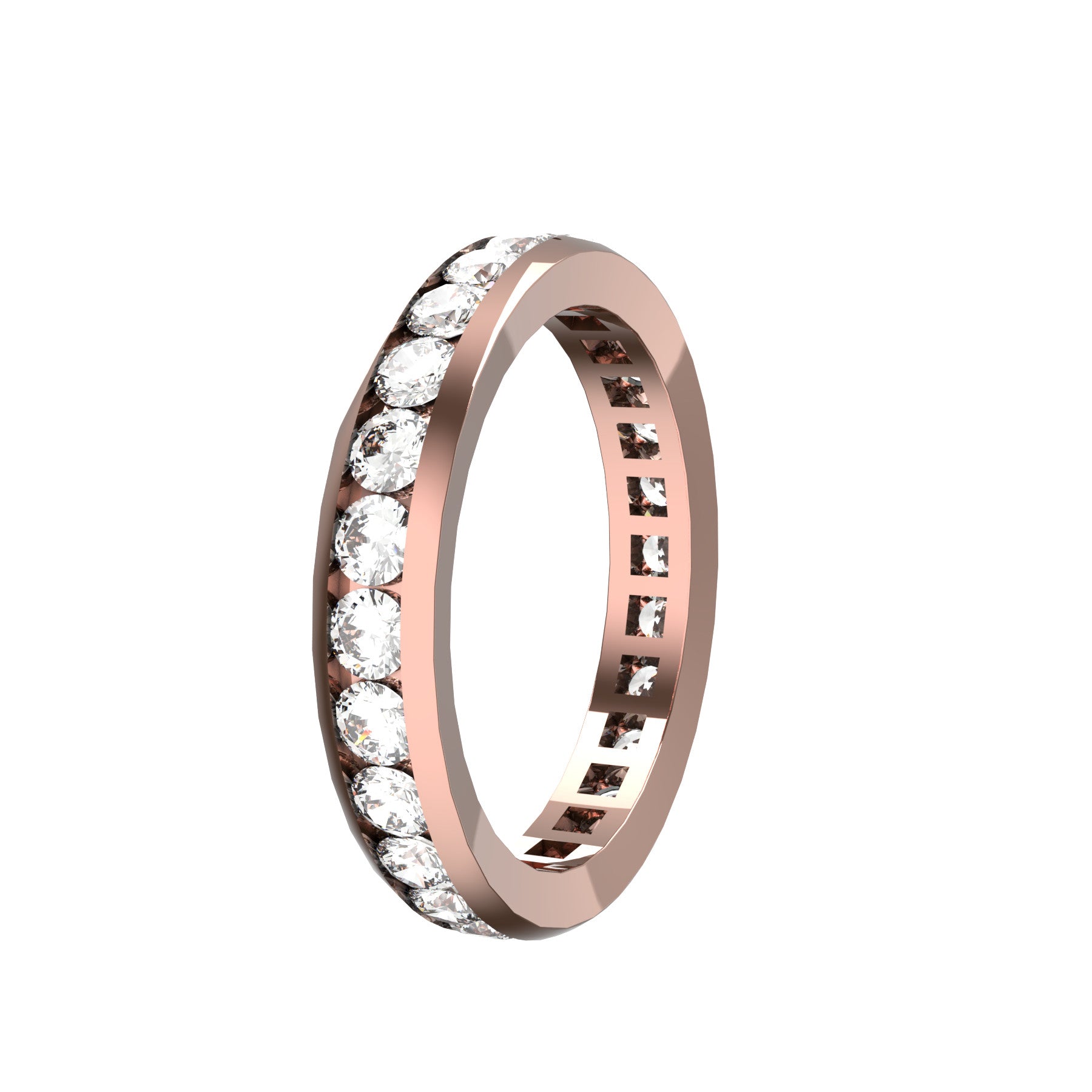 everlasting wedding band, 18 k pink gold, 0,05 ct round natural diamonds, weight about 3,50 g. (0,12 oz), width 3,70 mm